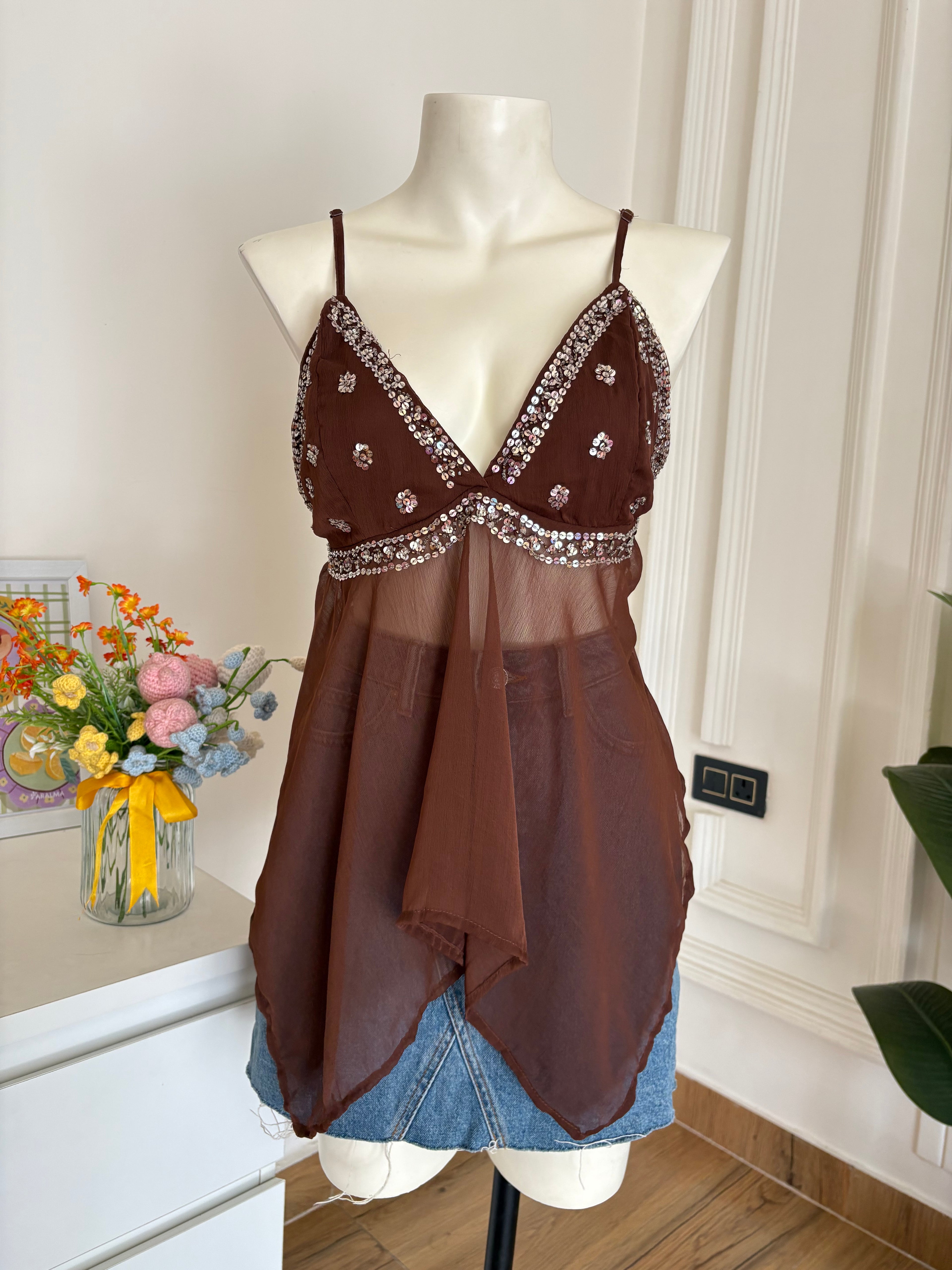 Brown chiffon top