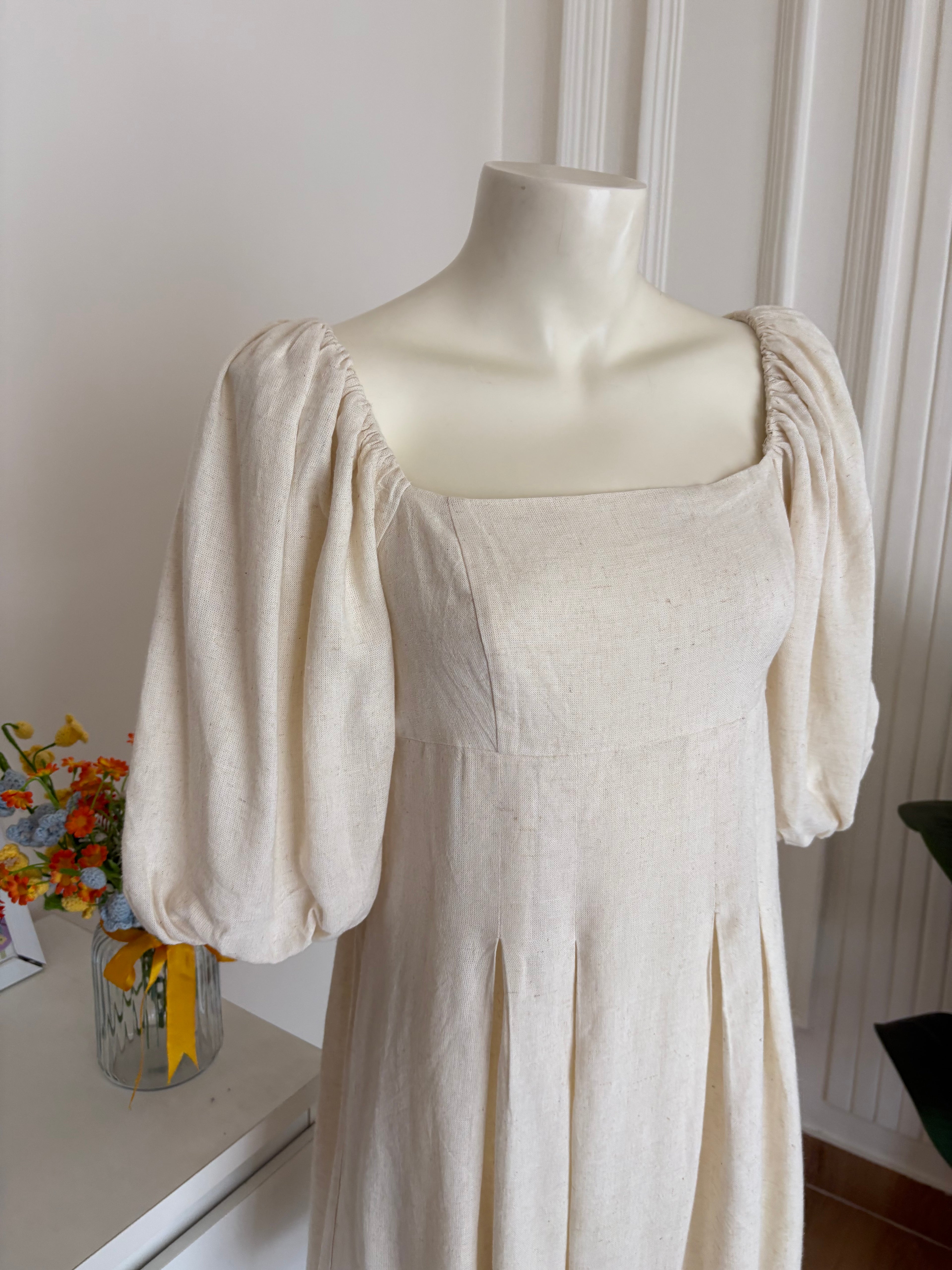 Off white linen dress