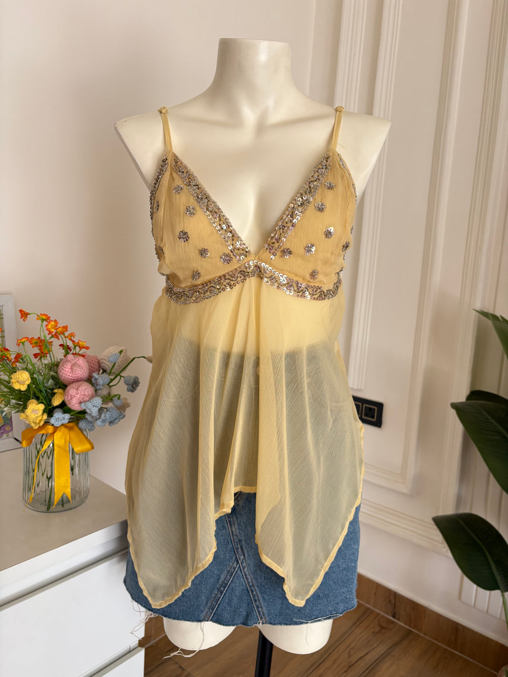 Light yellow chiffon top