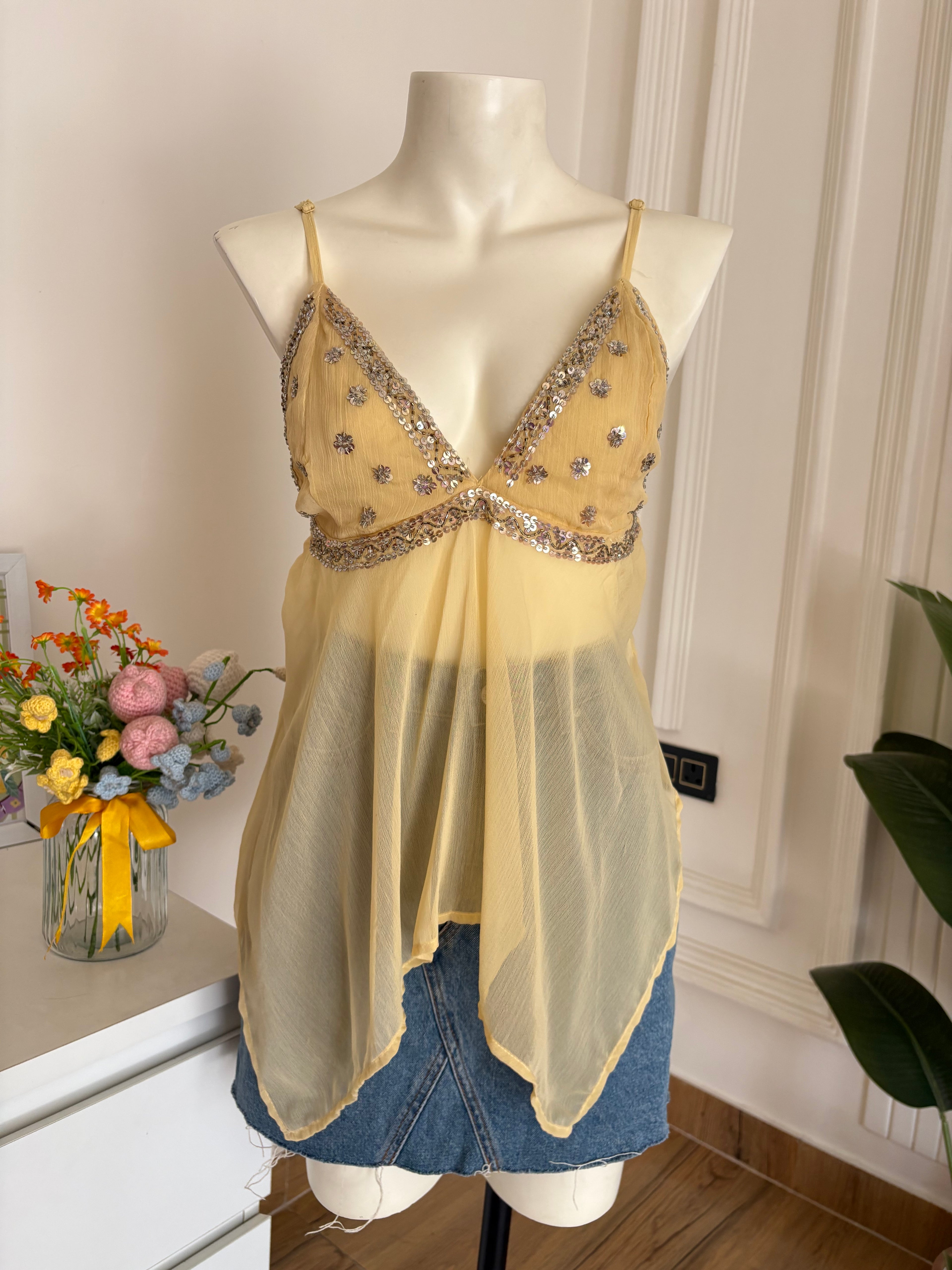 Light yellow chiffon top