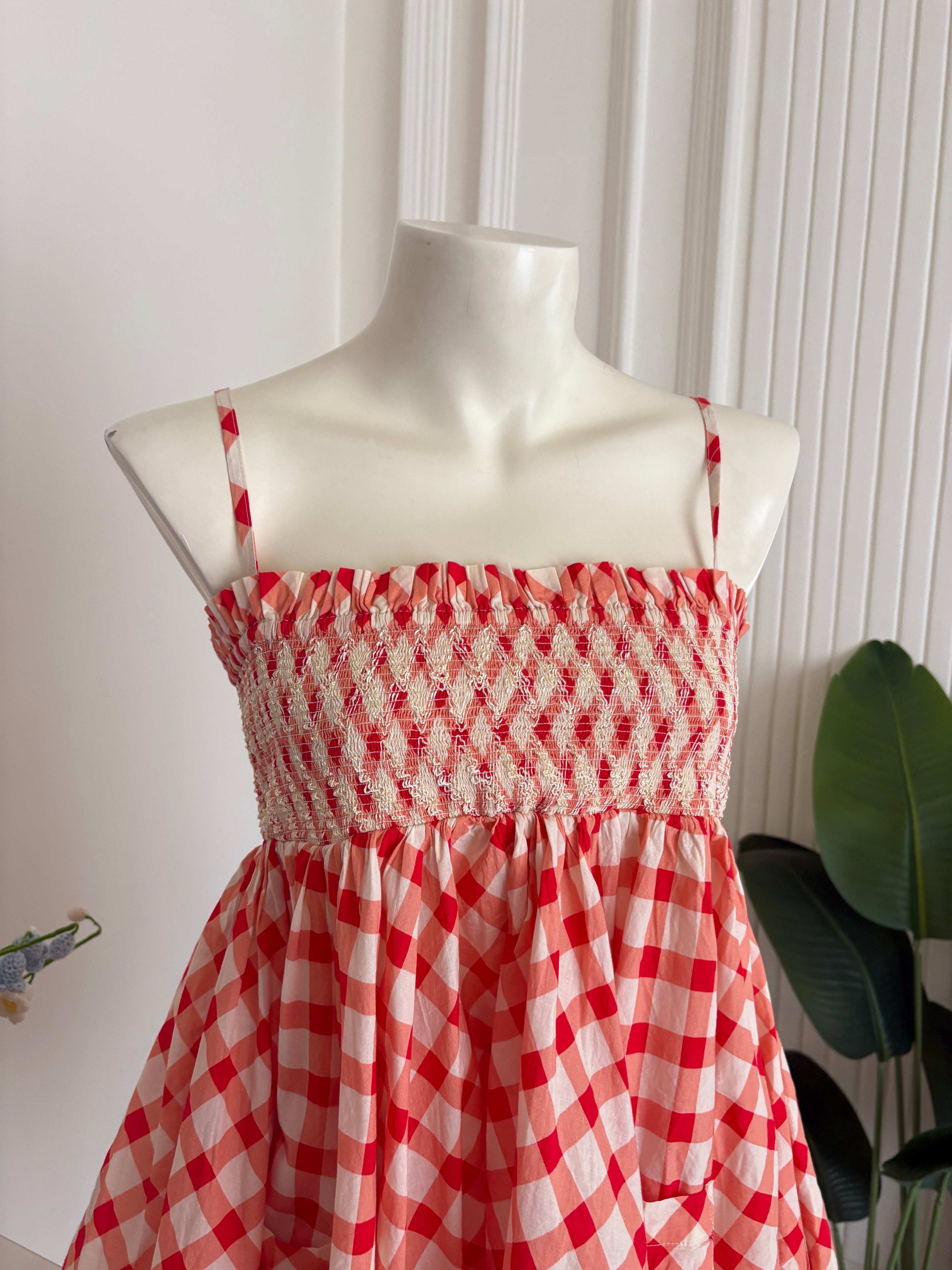 Red check dress