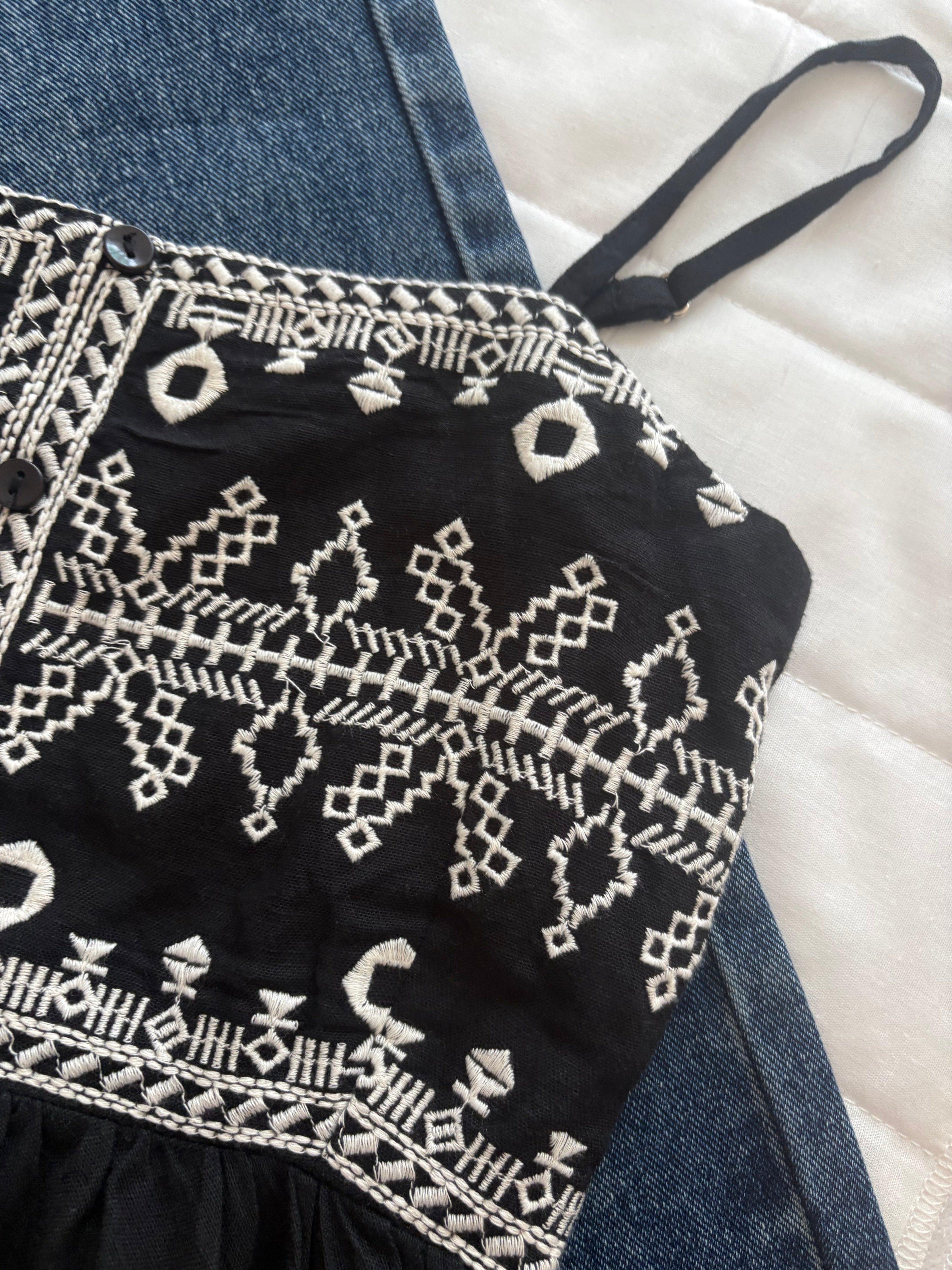 Black embroidered asymmetrical top