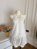 White embroidered halter neck cotton