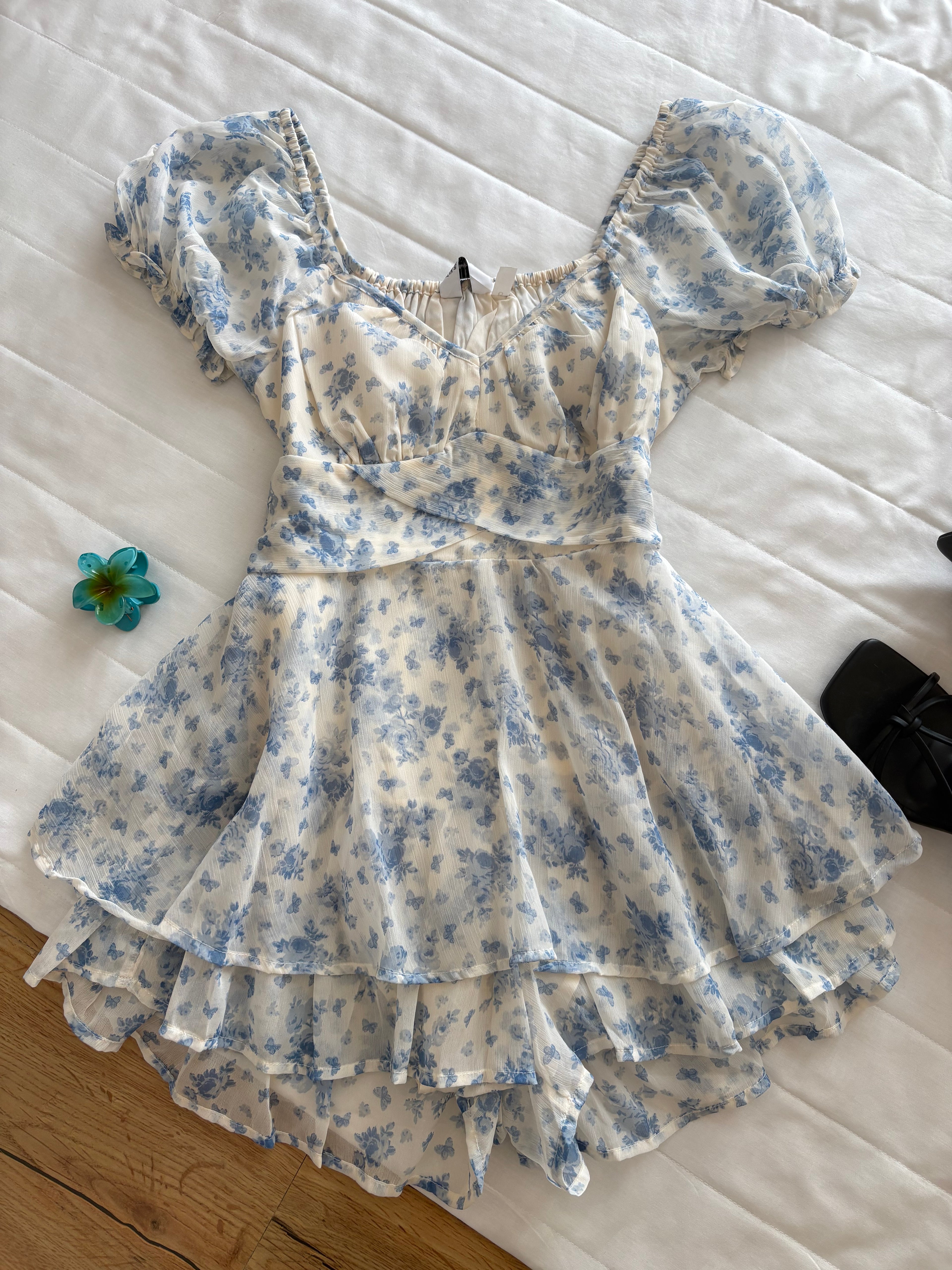 Blue floral romper