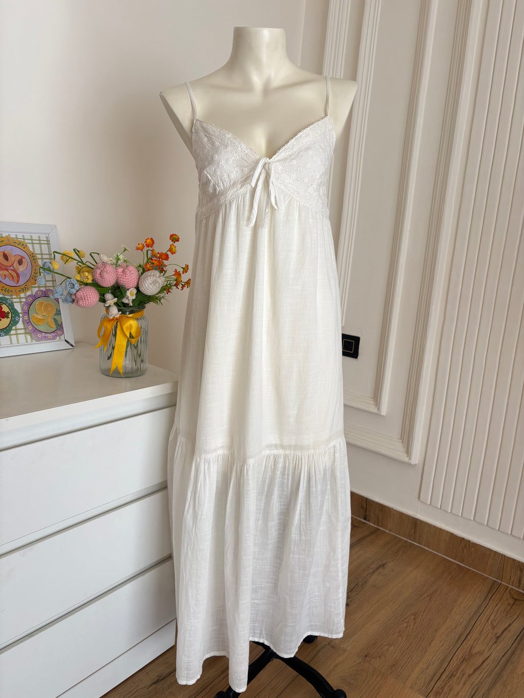 White embroidered cotton dress