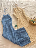Blue ruched dress