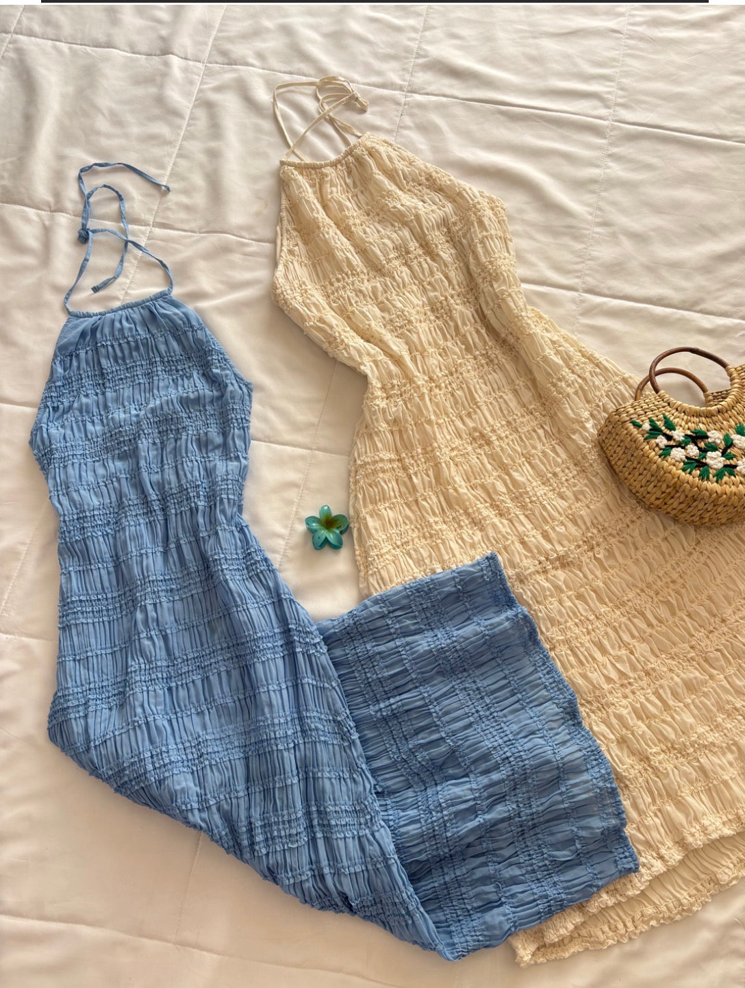 Blue ruched dress