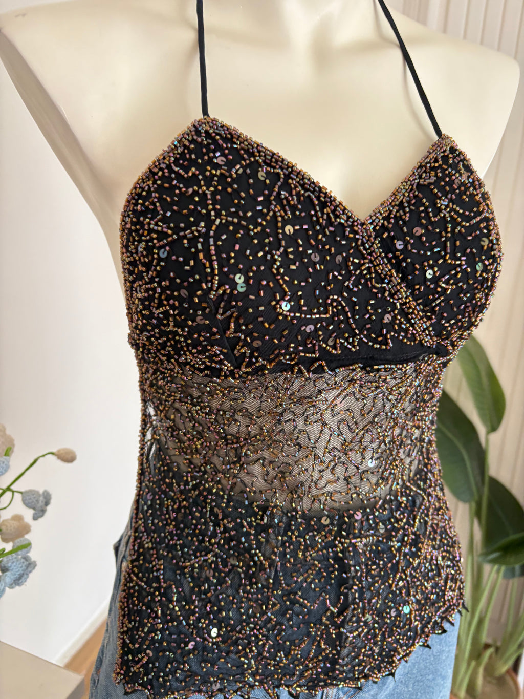 Golden sequin padded top