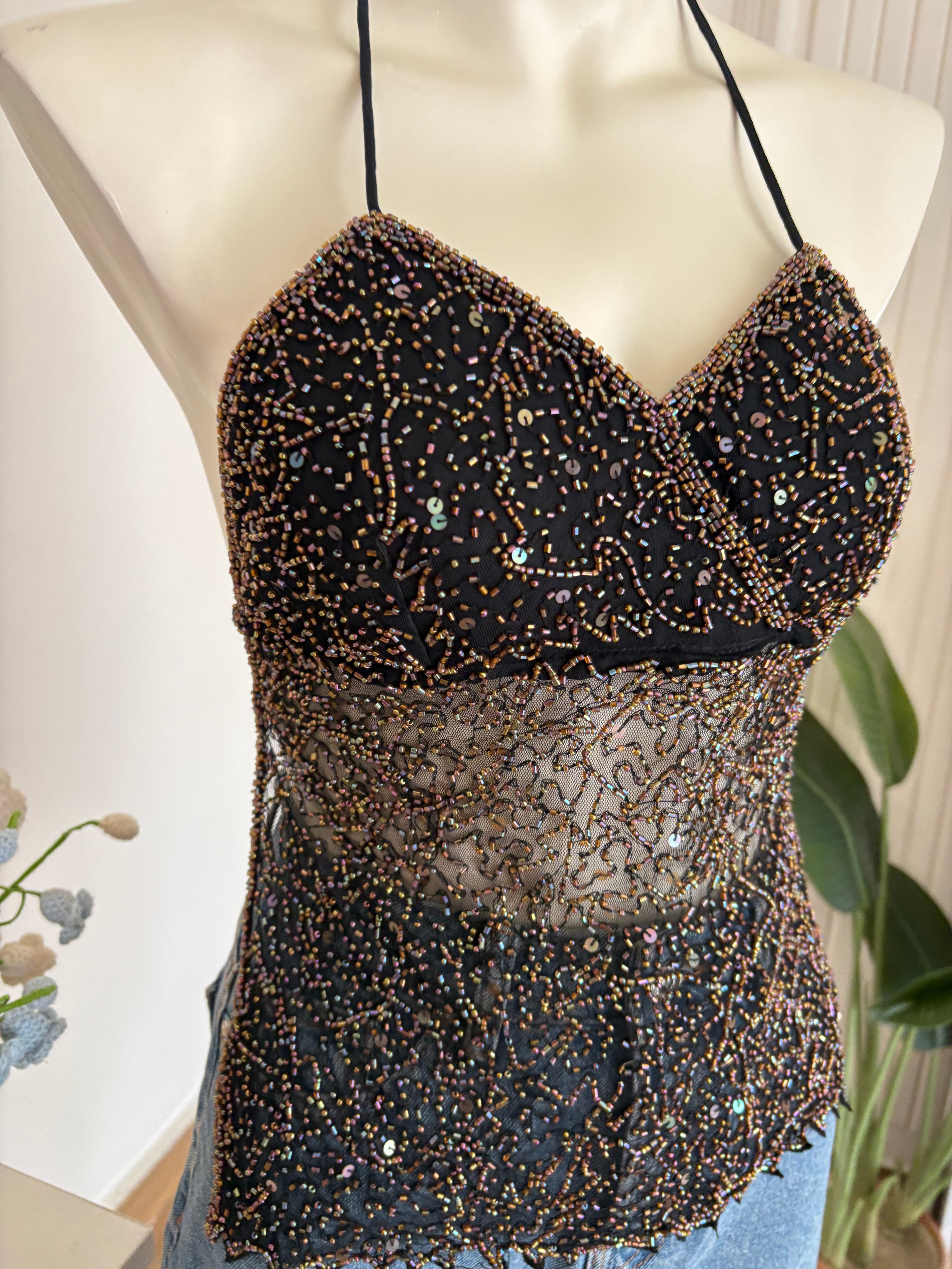Golden sequin padded top