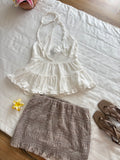 White halt top and skirt (sold individually )