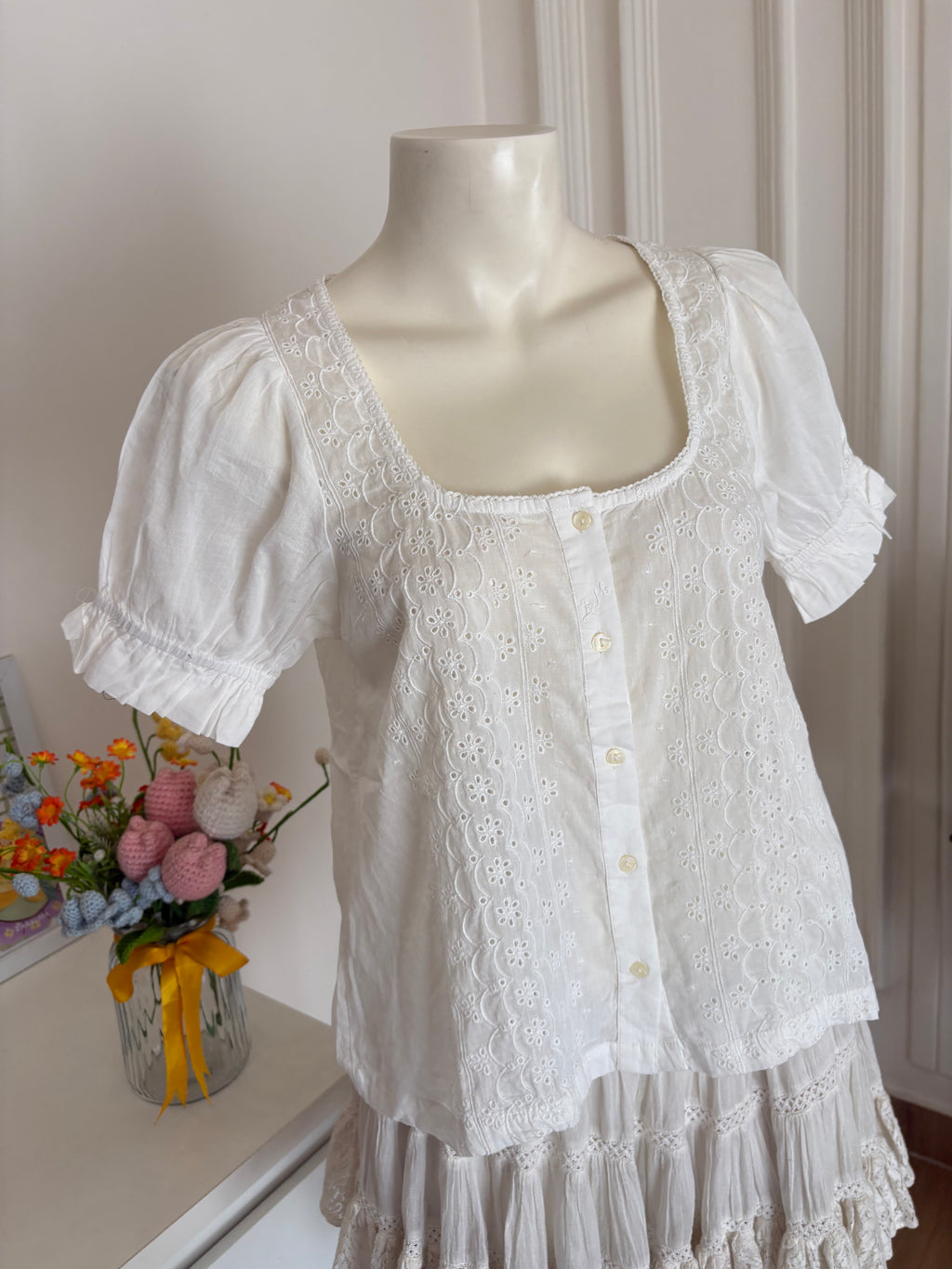 White embroidered shirt