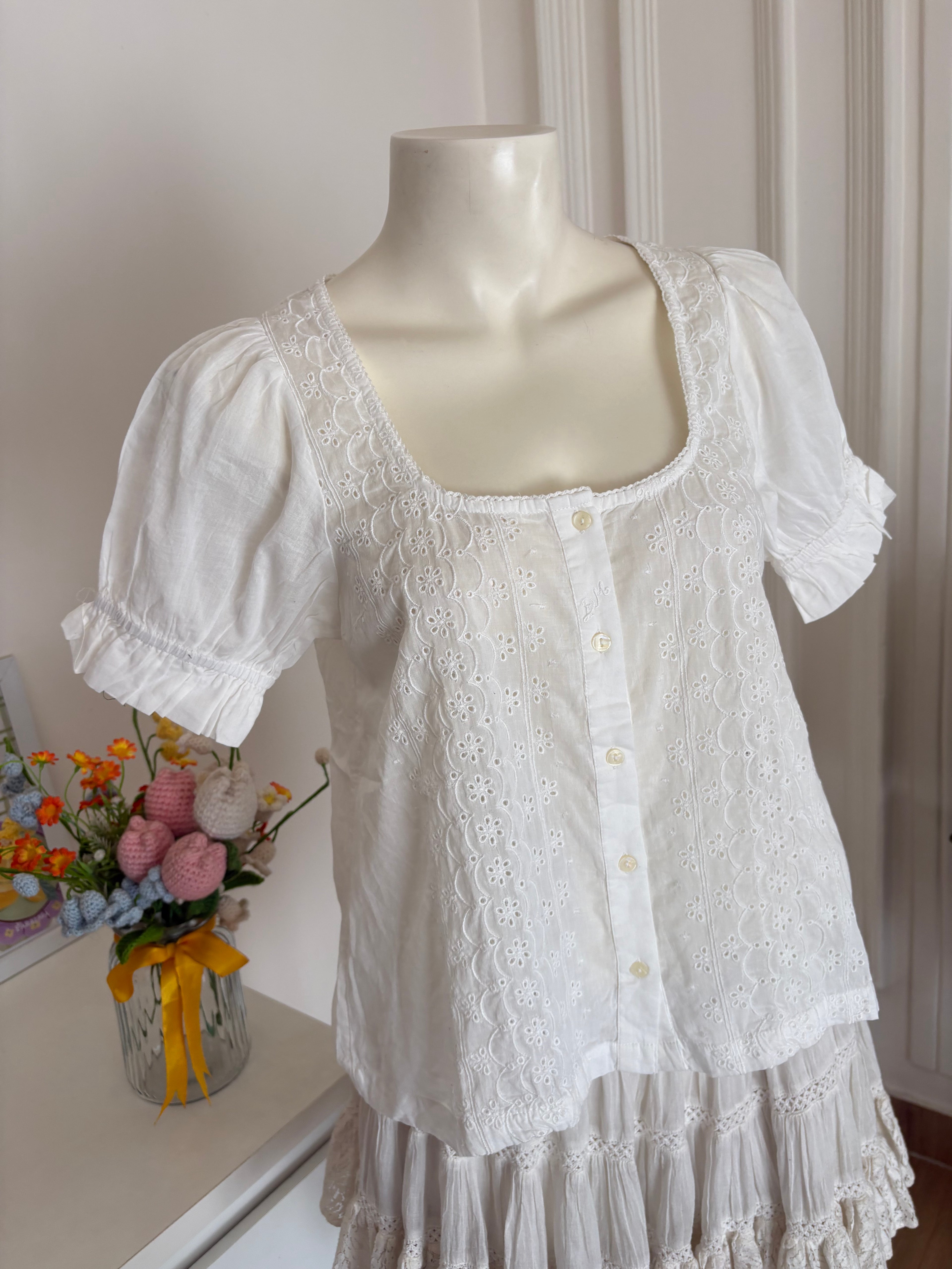 White embroidered shirt