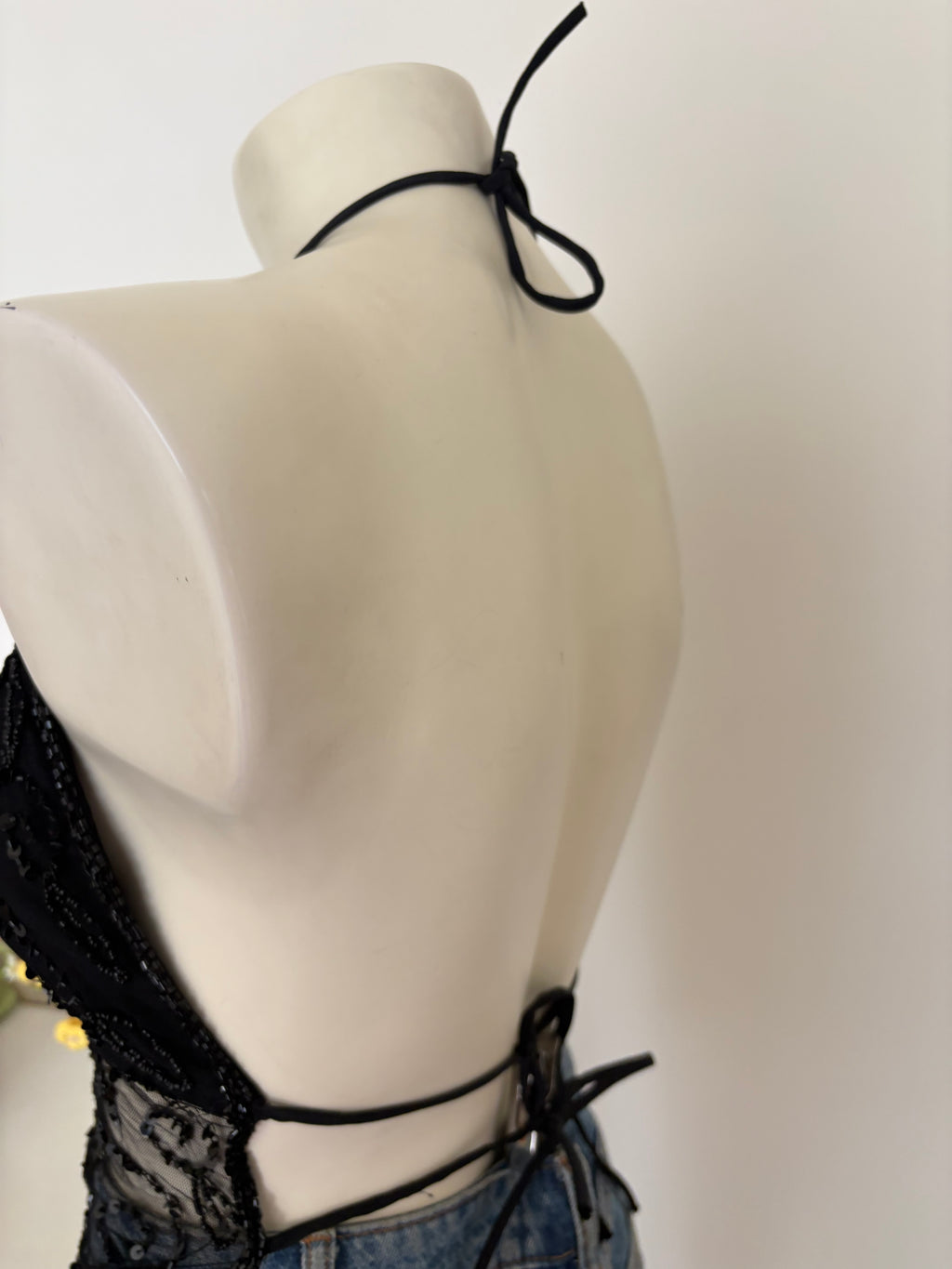 Black padded beaded top 1