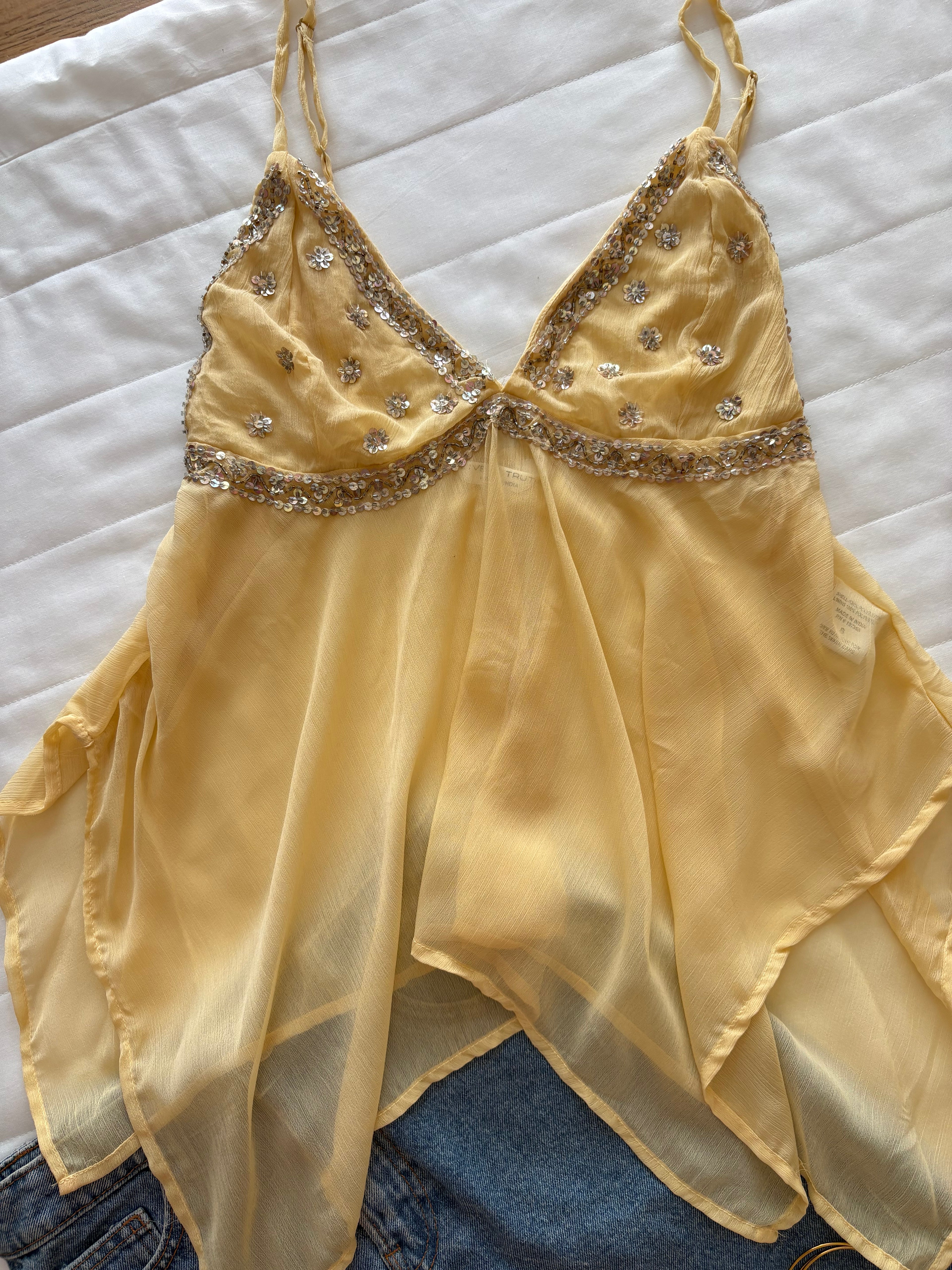 Light yellow chiffon top