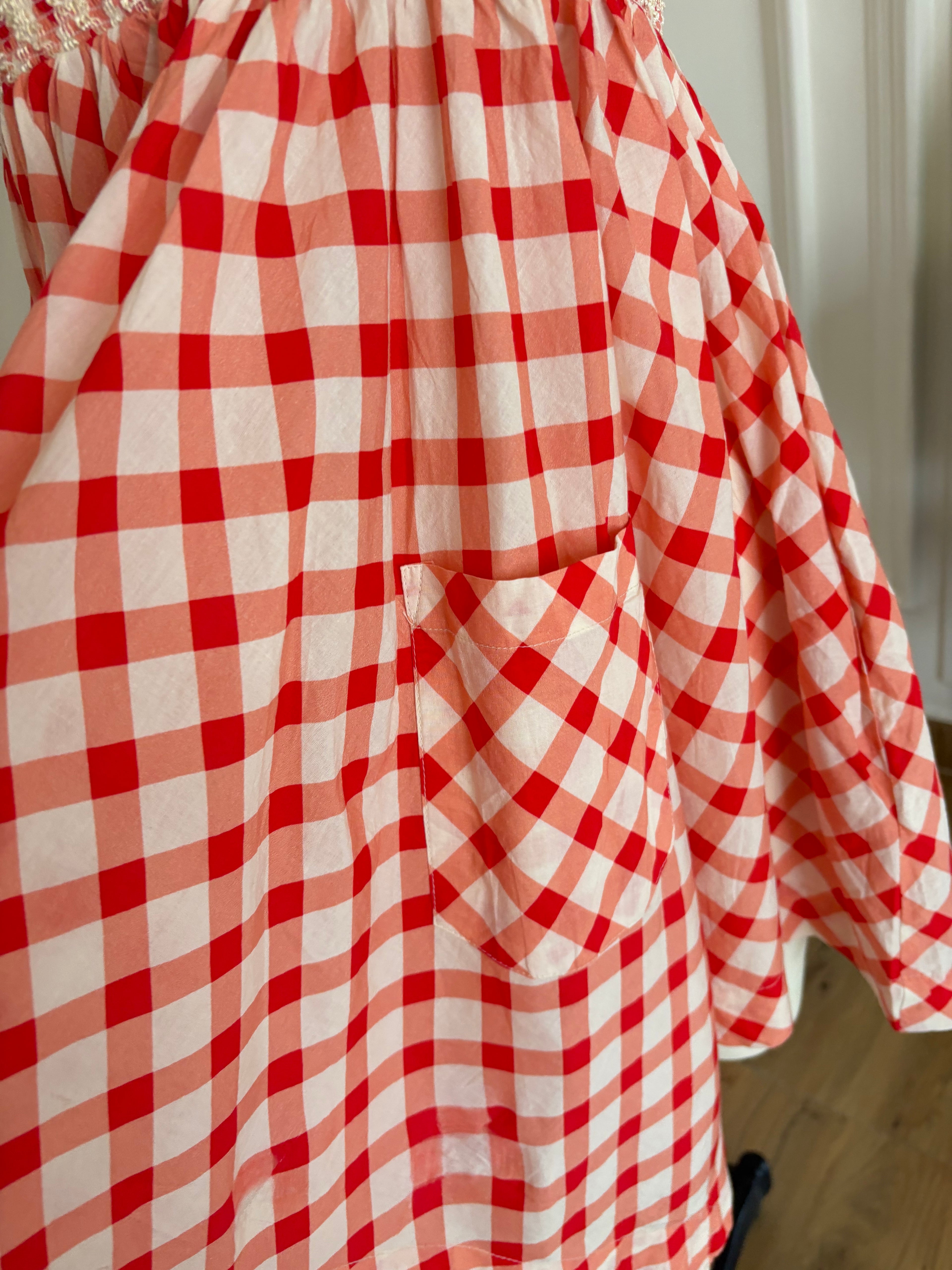 Red check dress