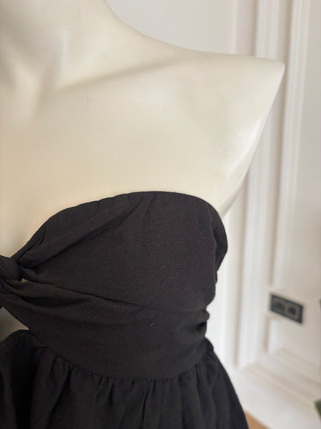 Black cotton linen dress