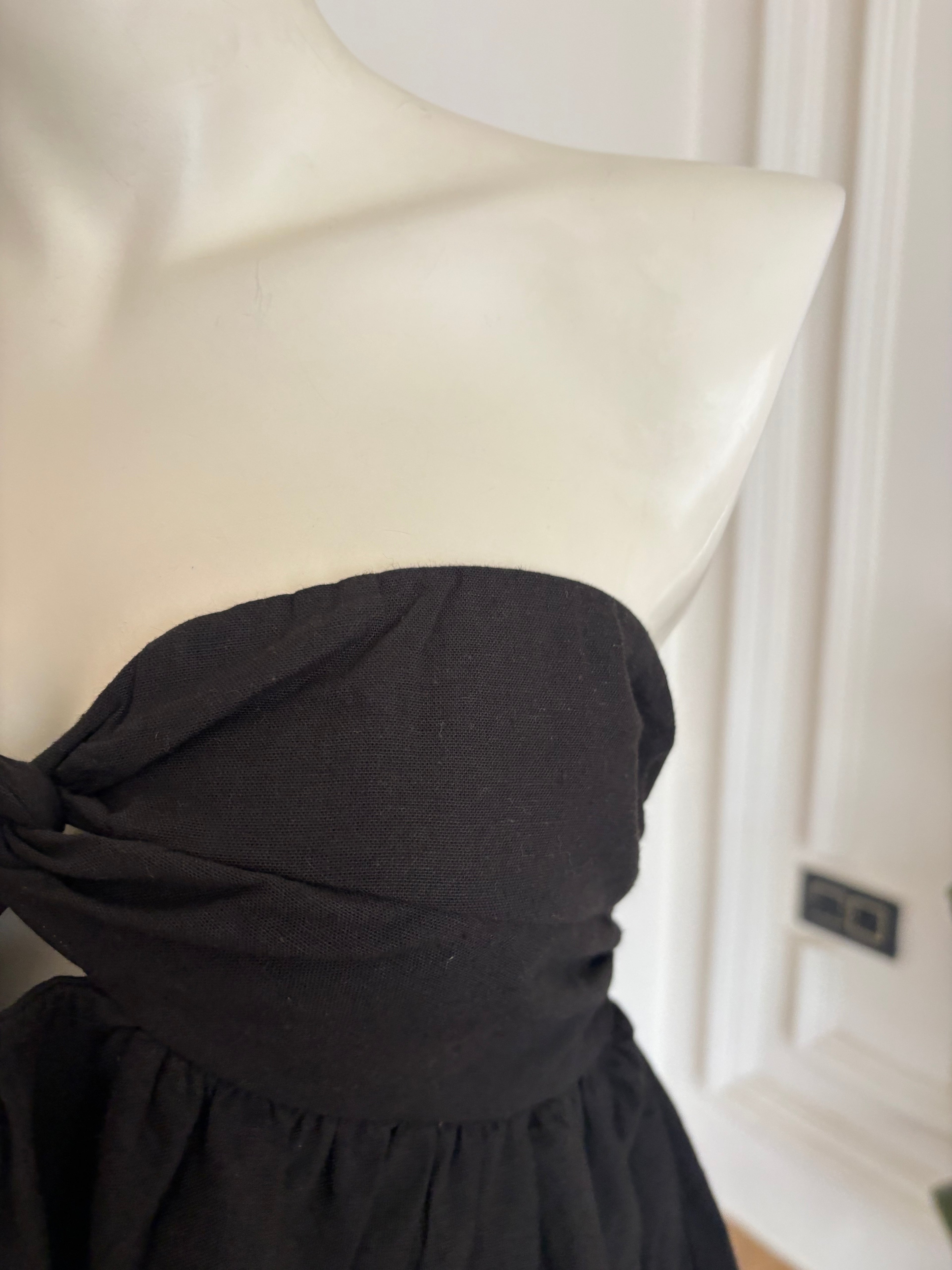 Black cotton linen dress