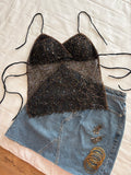 Golden sequin padded top