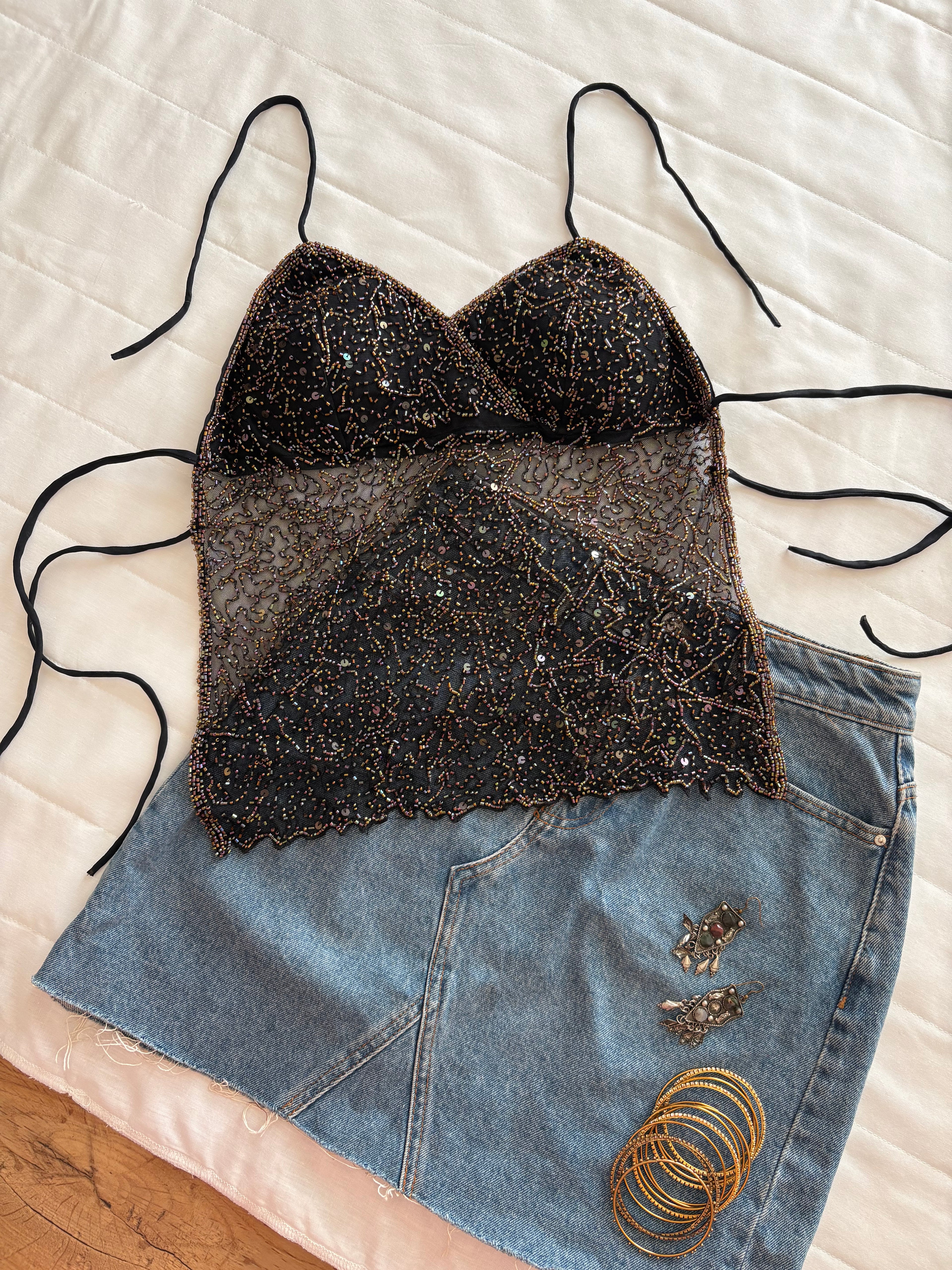 Golden sequin padded top
