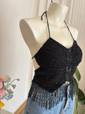 Black butterfly non padded top