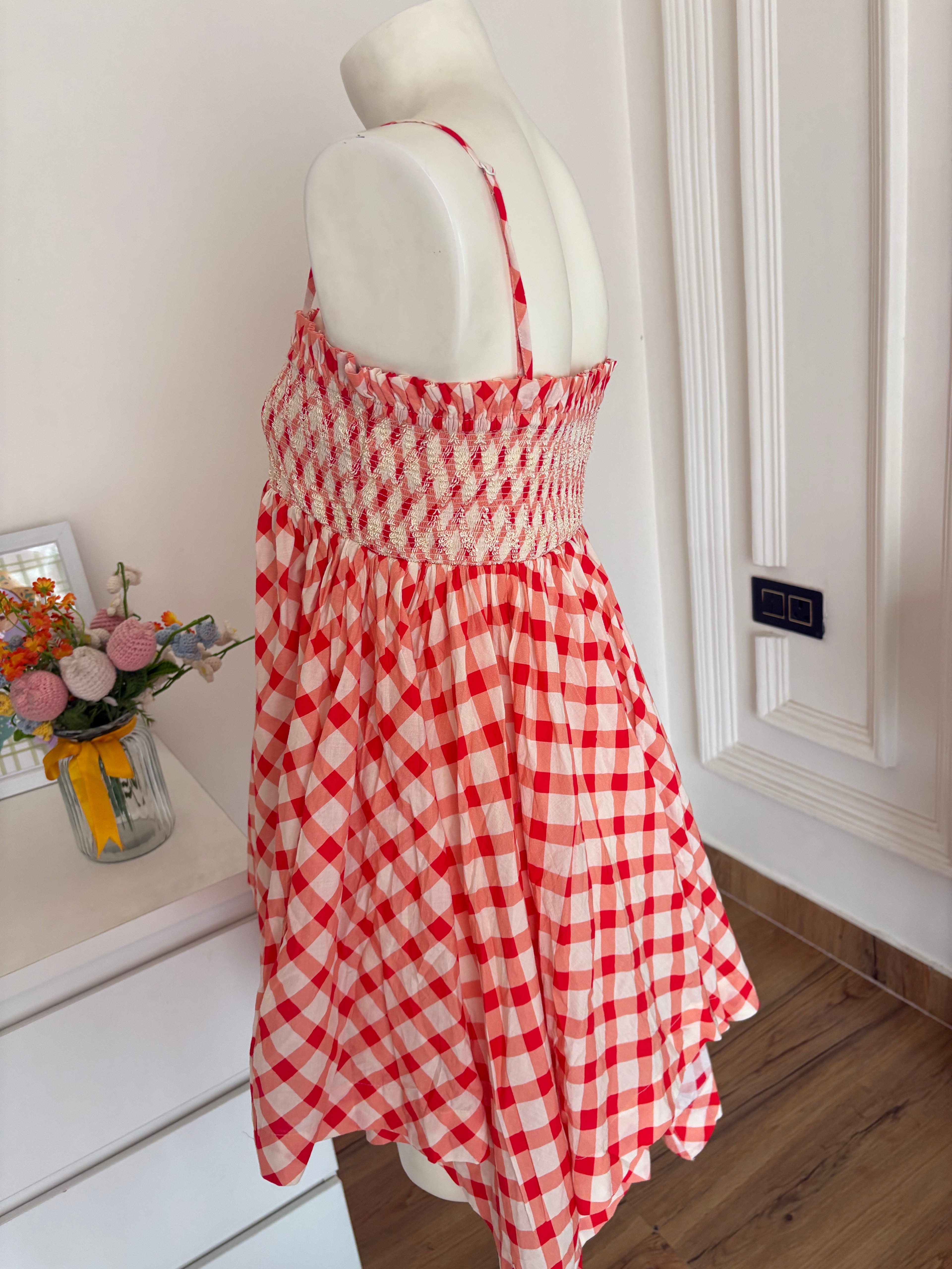 Red check dress