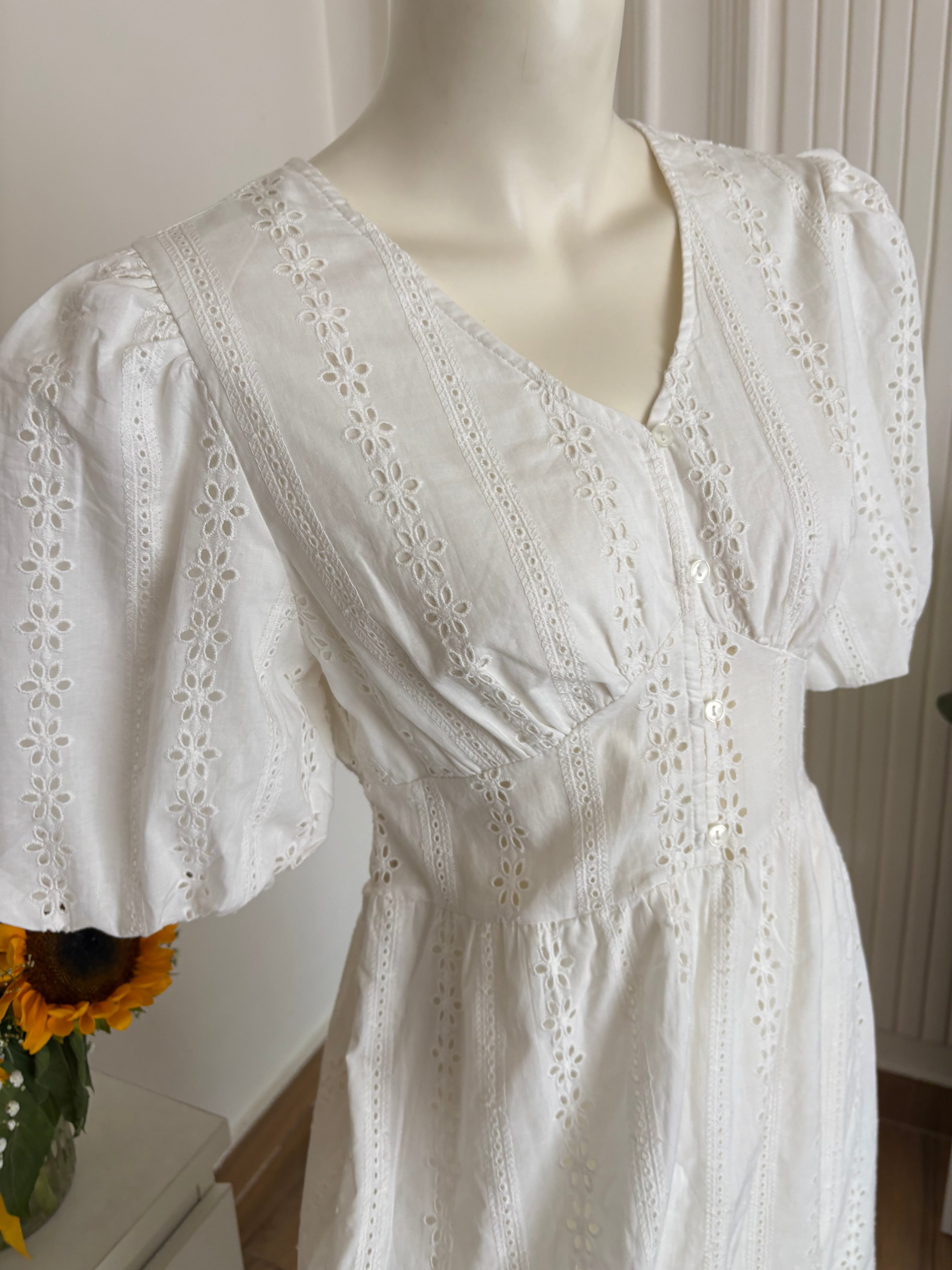White eyelet midi dress