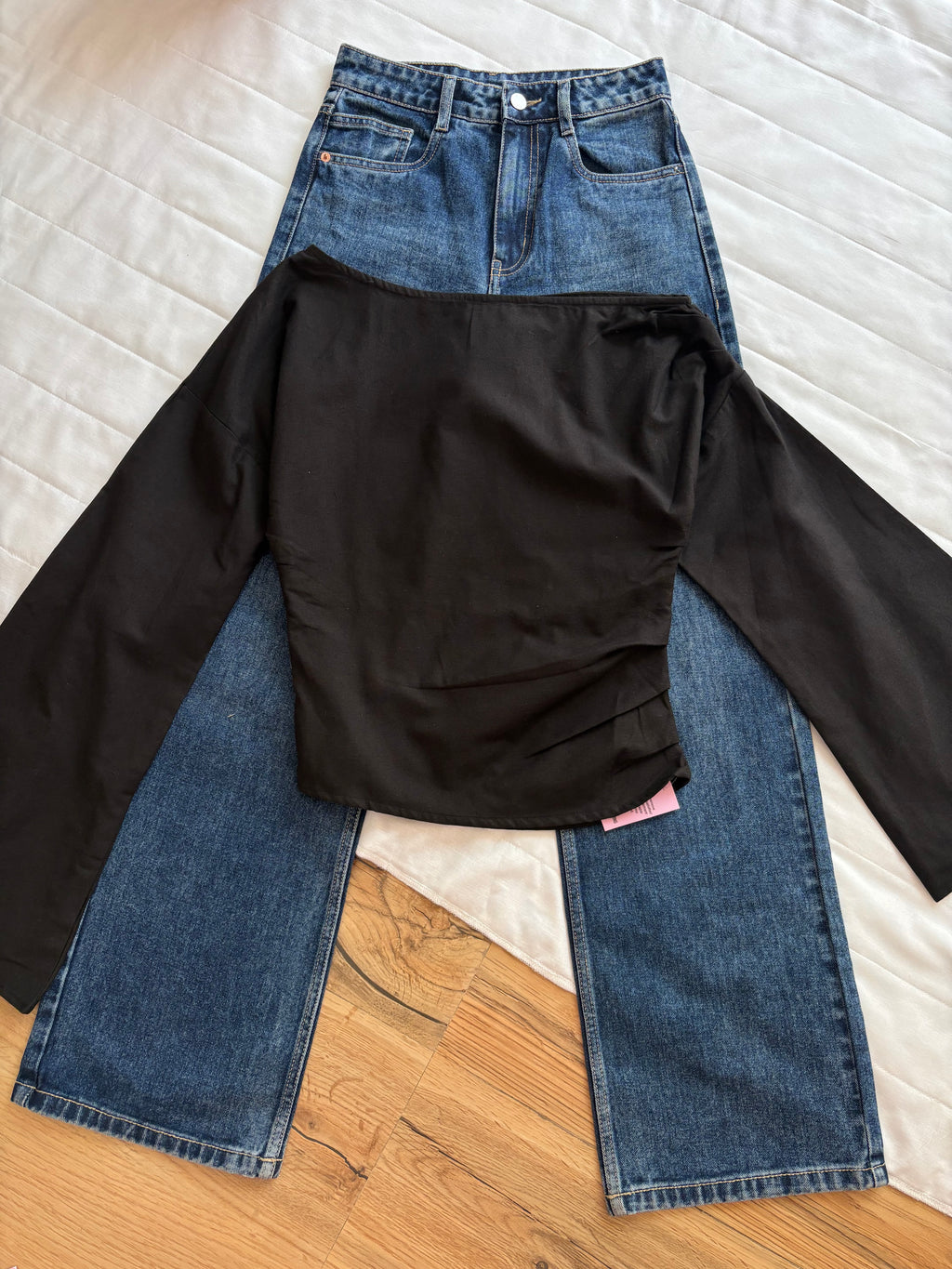 Black one off shoulder full sleeve top