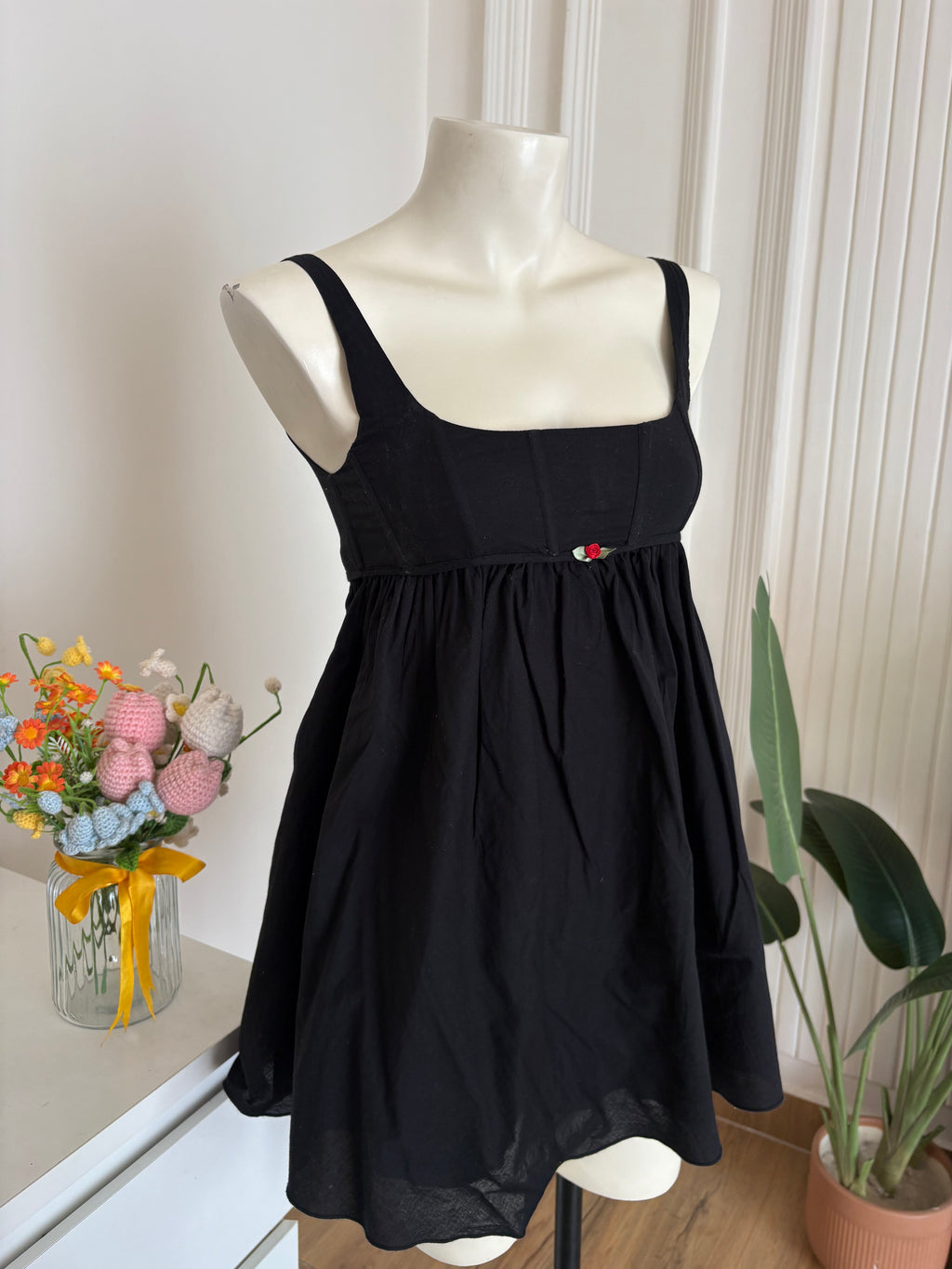 Black corset mini dress