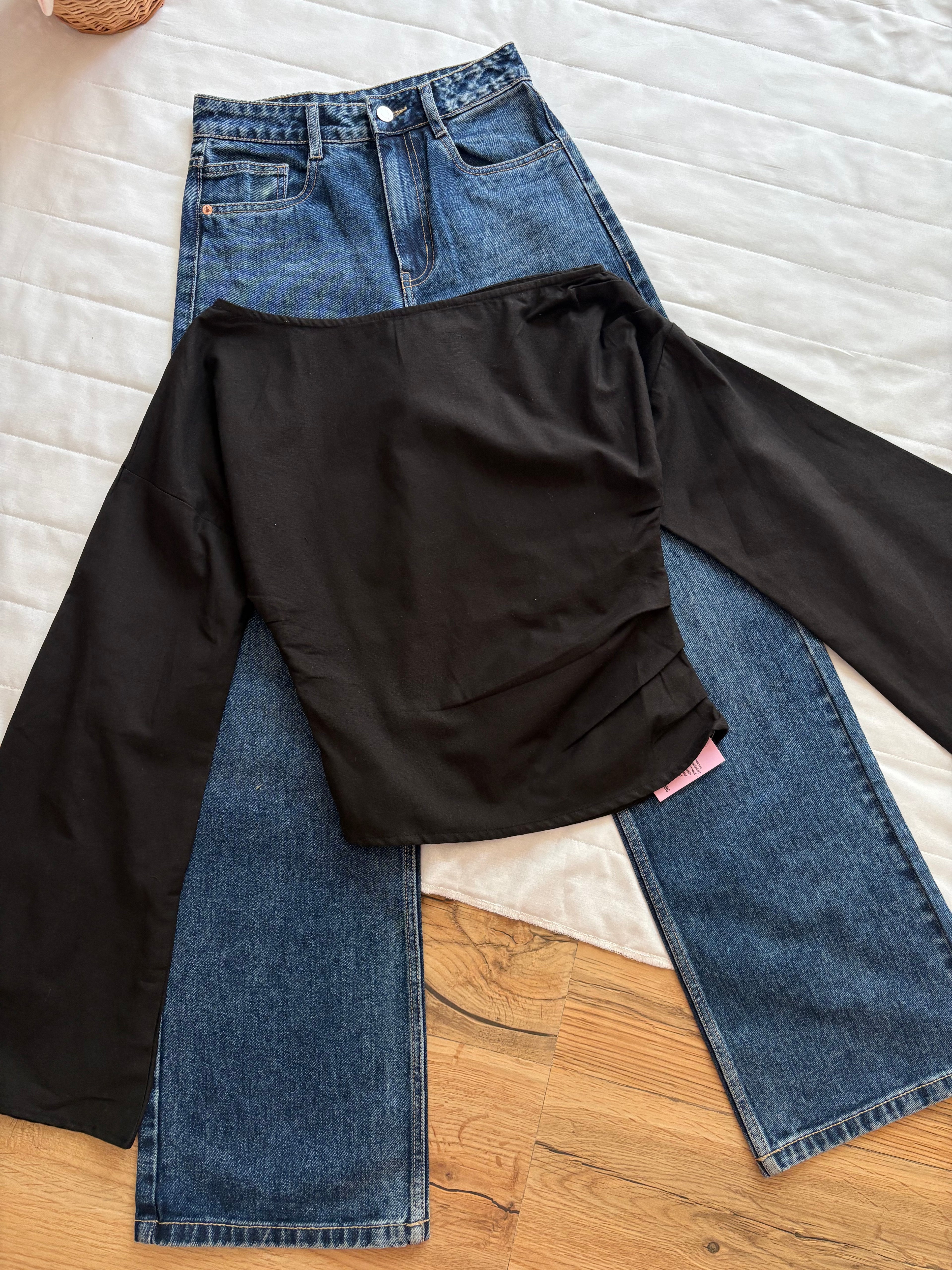 Black one off shoulder full sleeve top