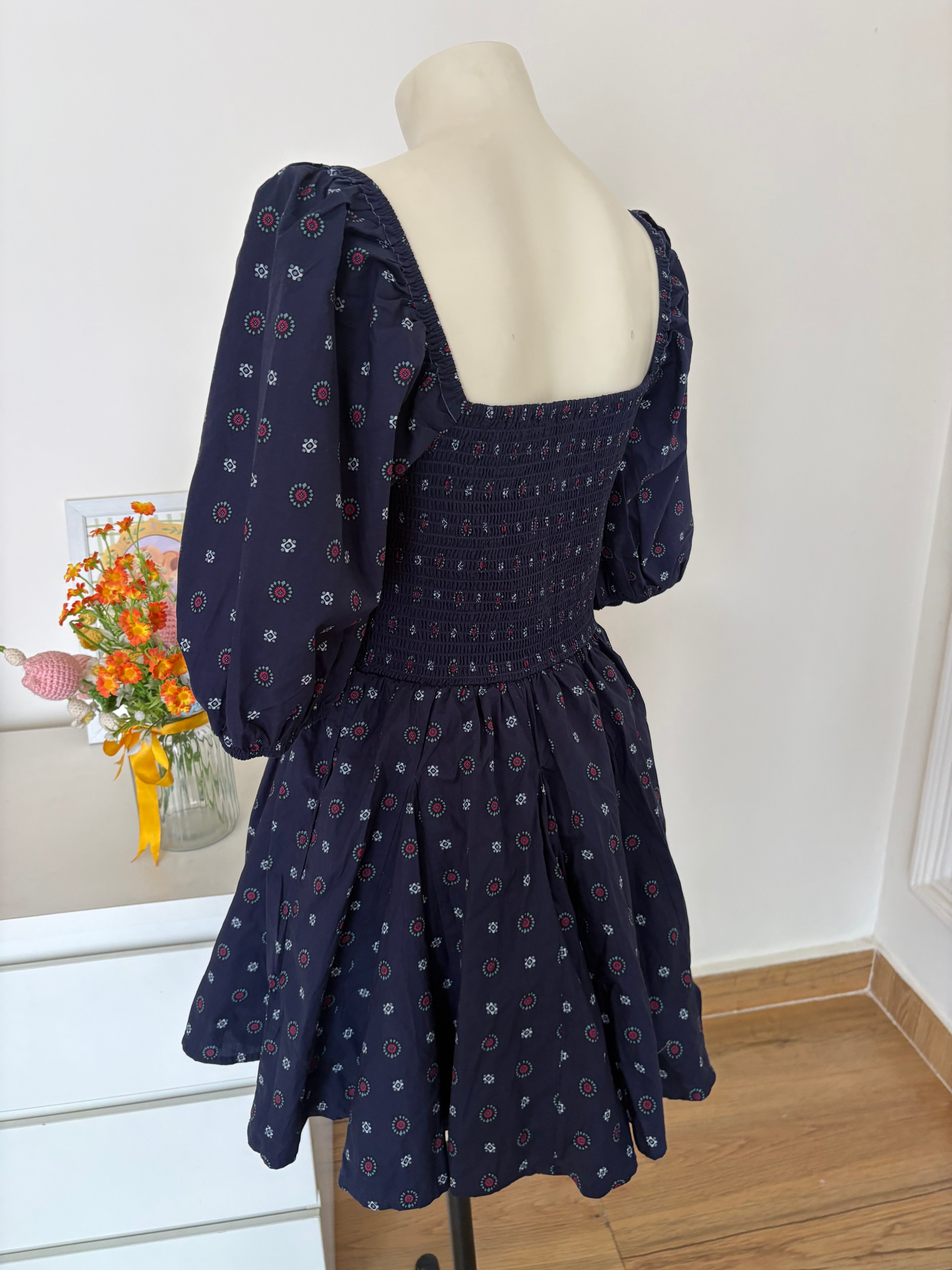 Blue printed cotton dress
