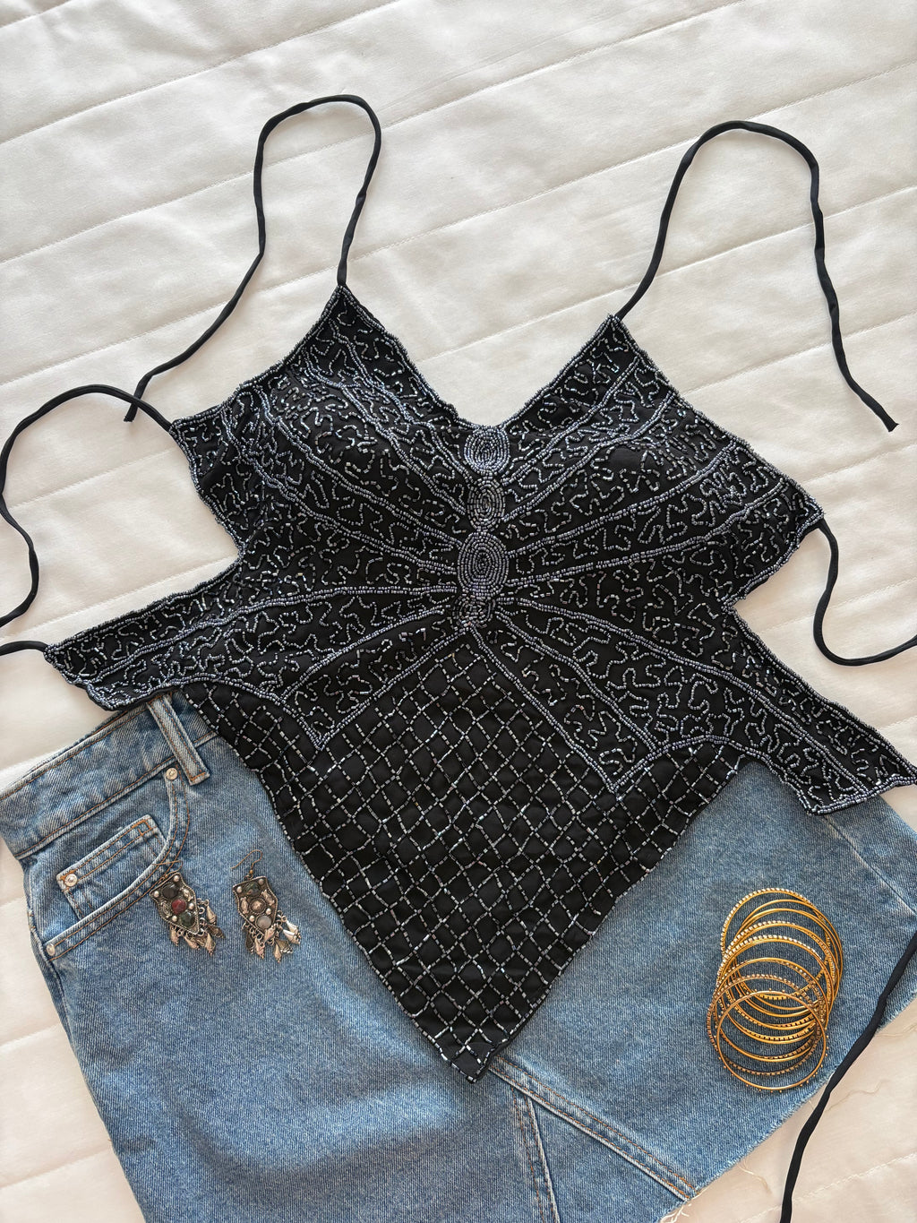 Navy blue beaded top