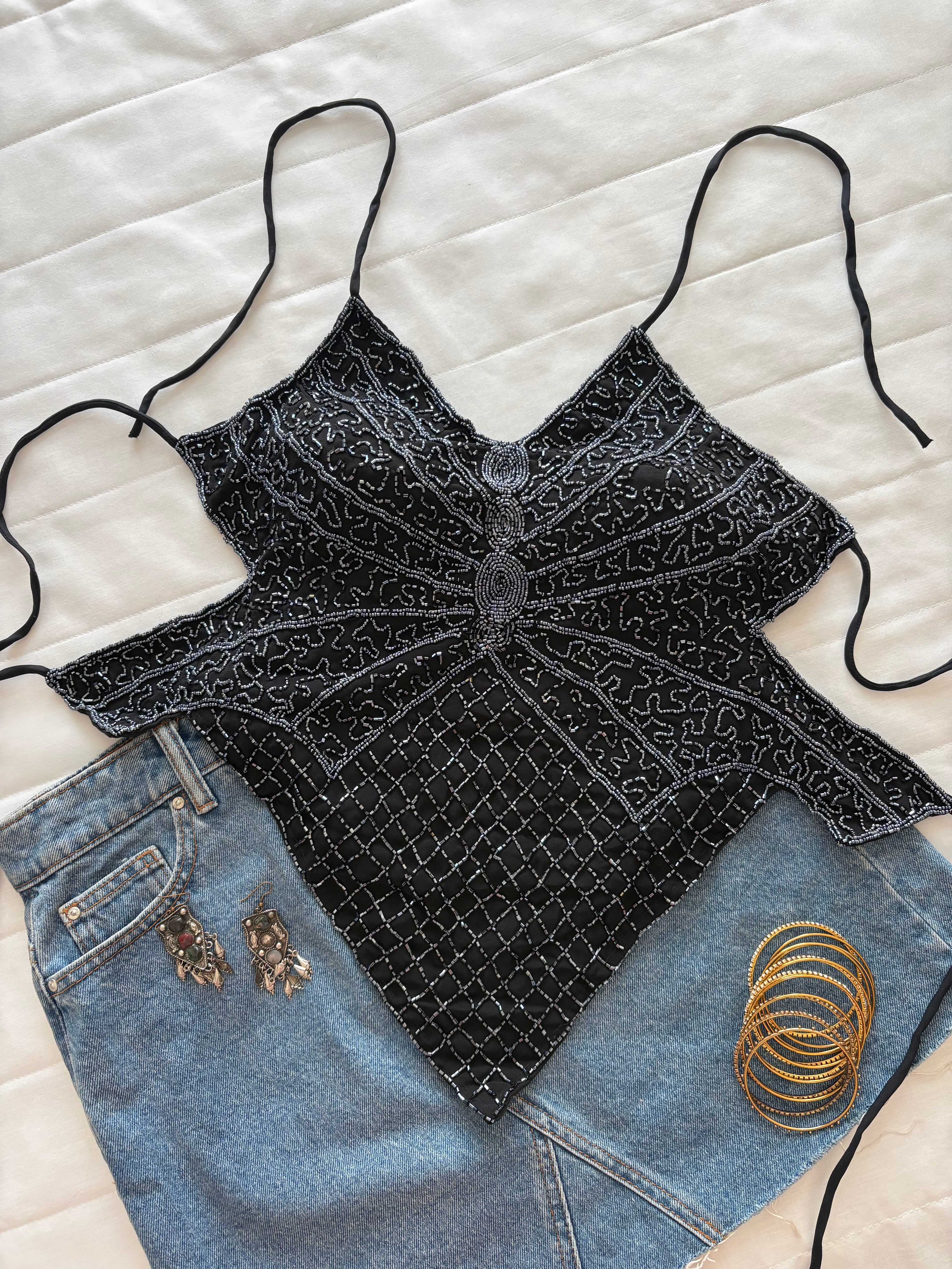 Navy blue beaded top