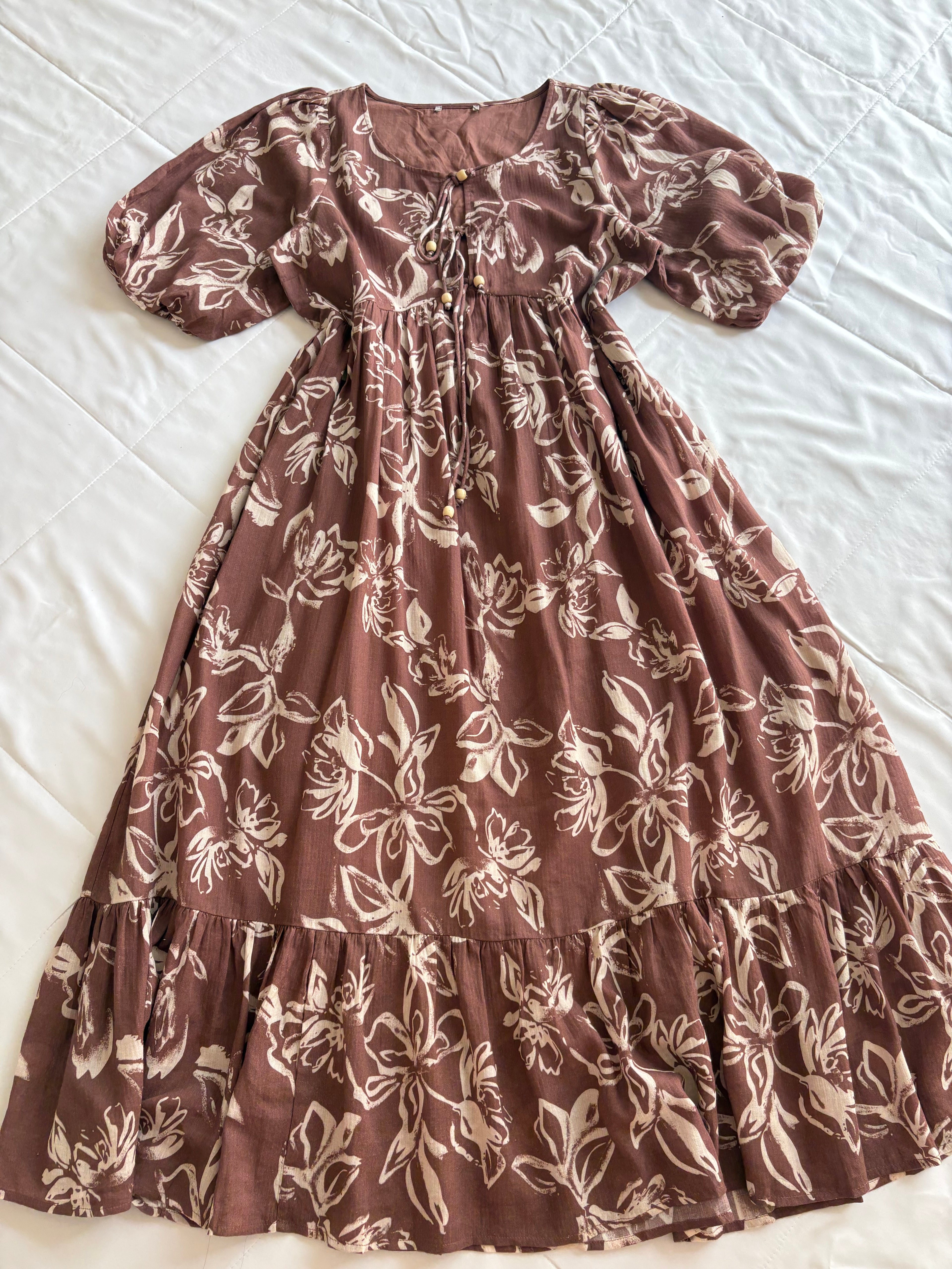 Brown front tie dress