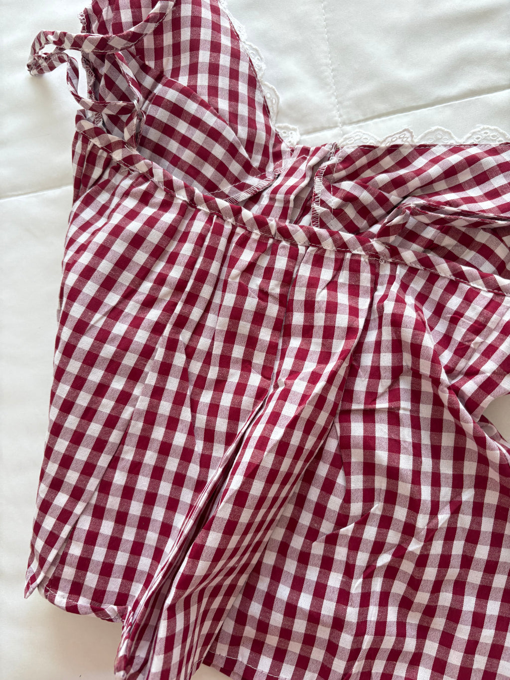 Maroon check top