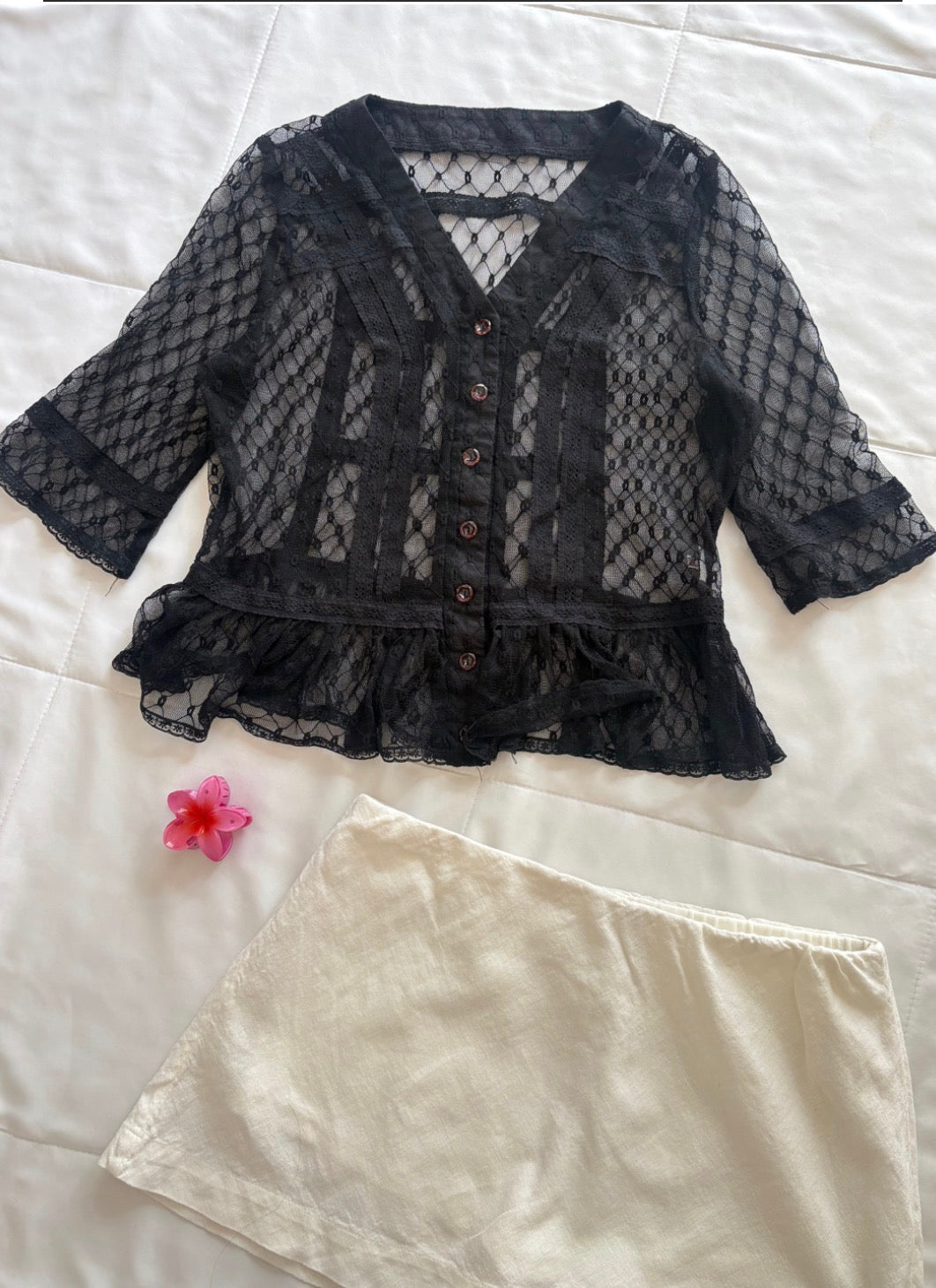 Black mesh top
