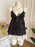 Black front tie top