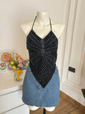 Beaded black butterfly top 3