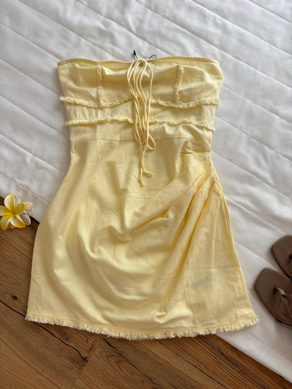 Pastel light colour cotton linen  dress