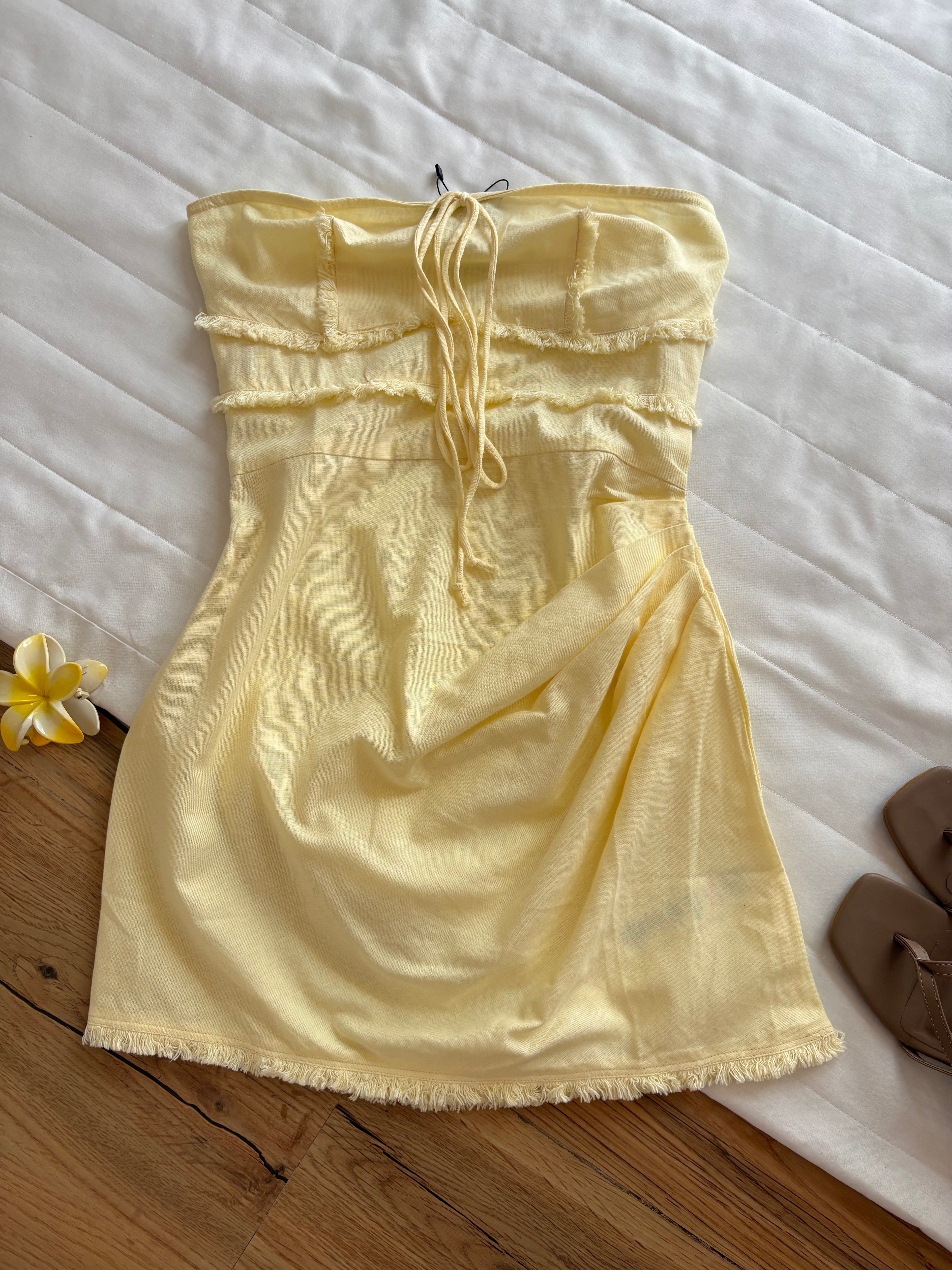 Pastel light colour cotton linen  dress