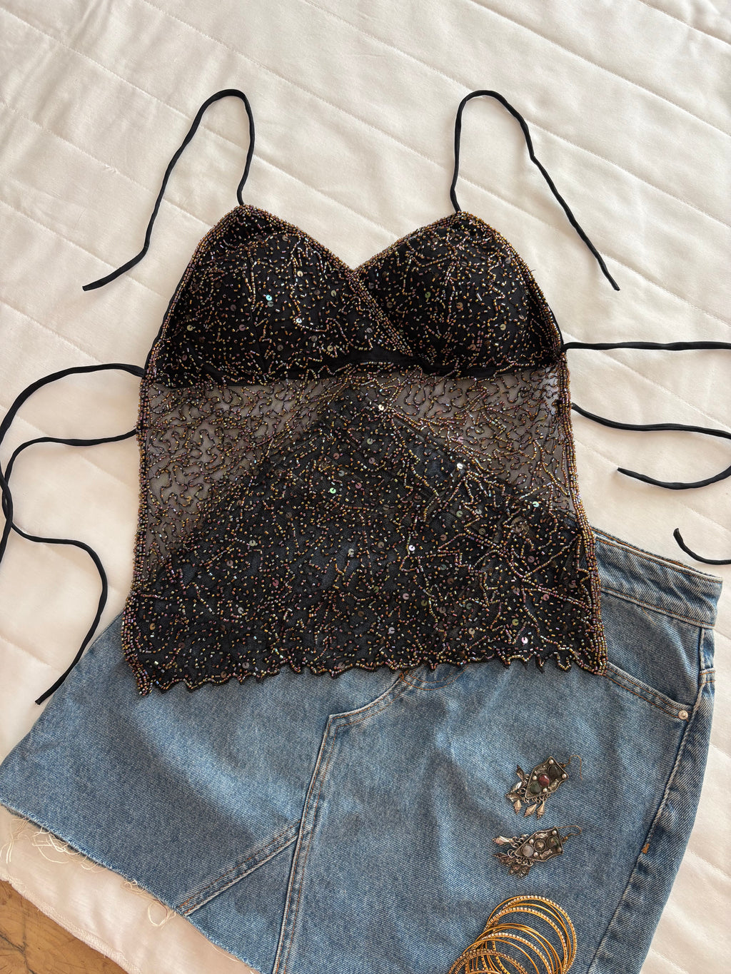 Golden sequin padded top