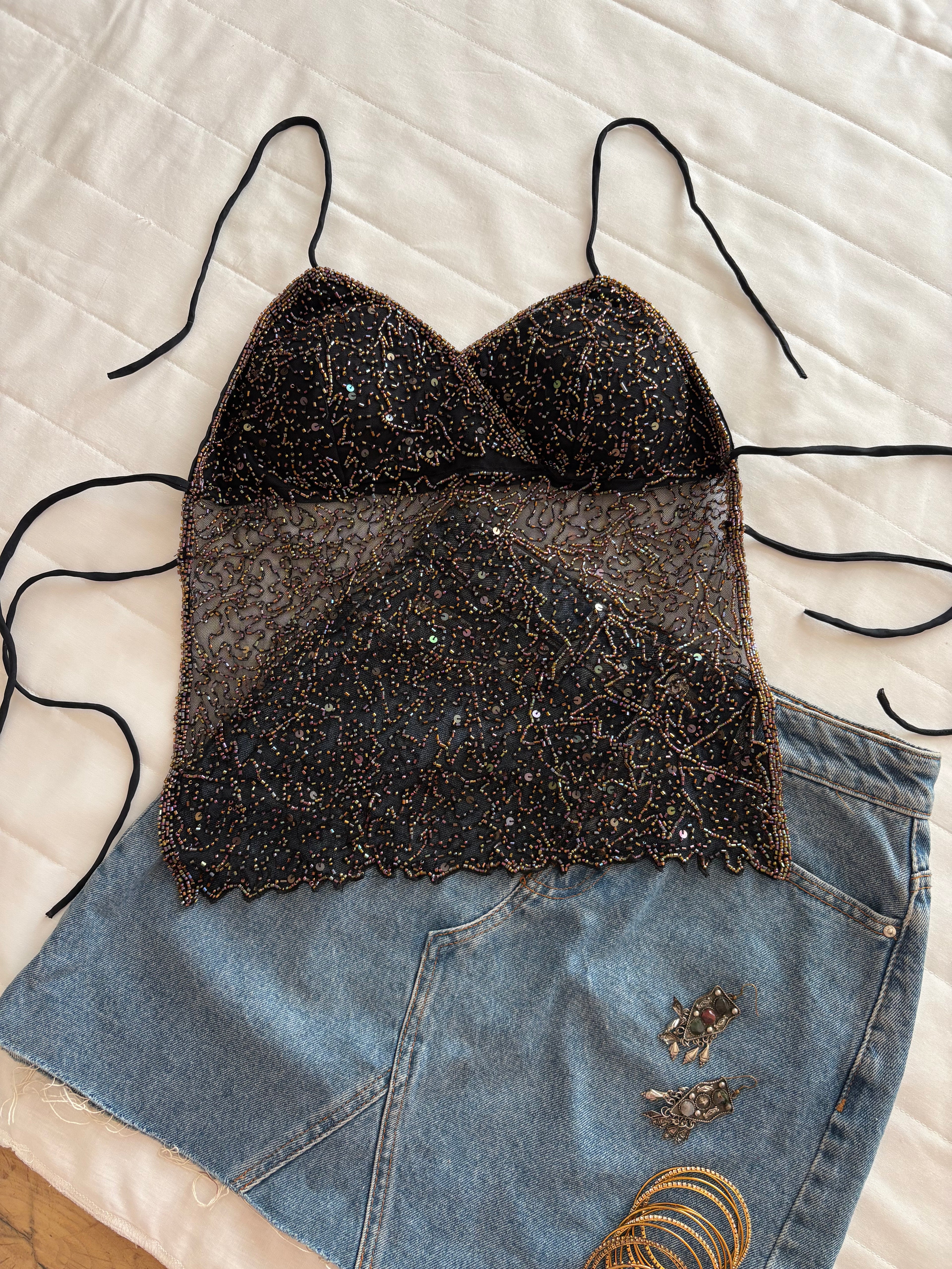 Golden sequin padded top