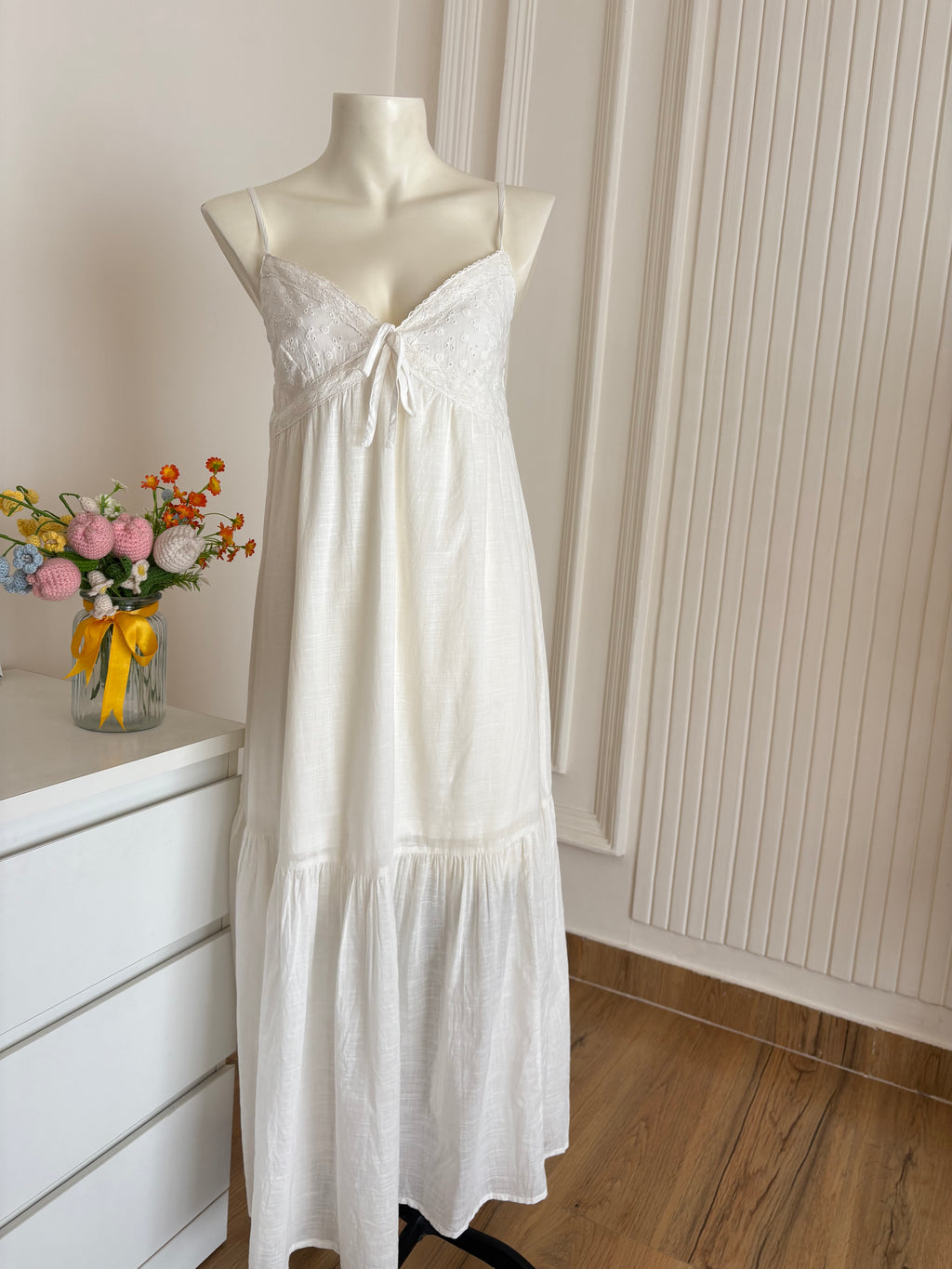 White embroidered cotton dress