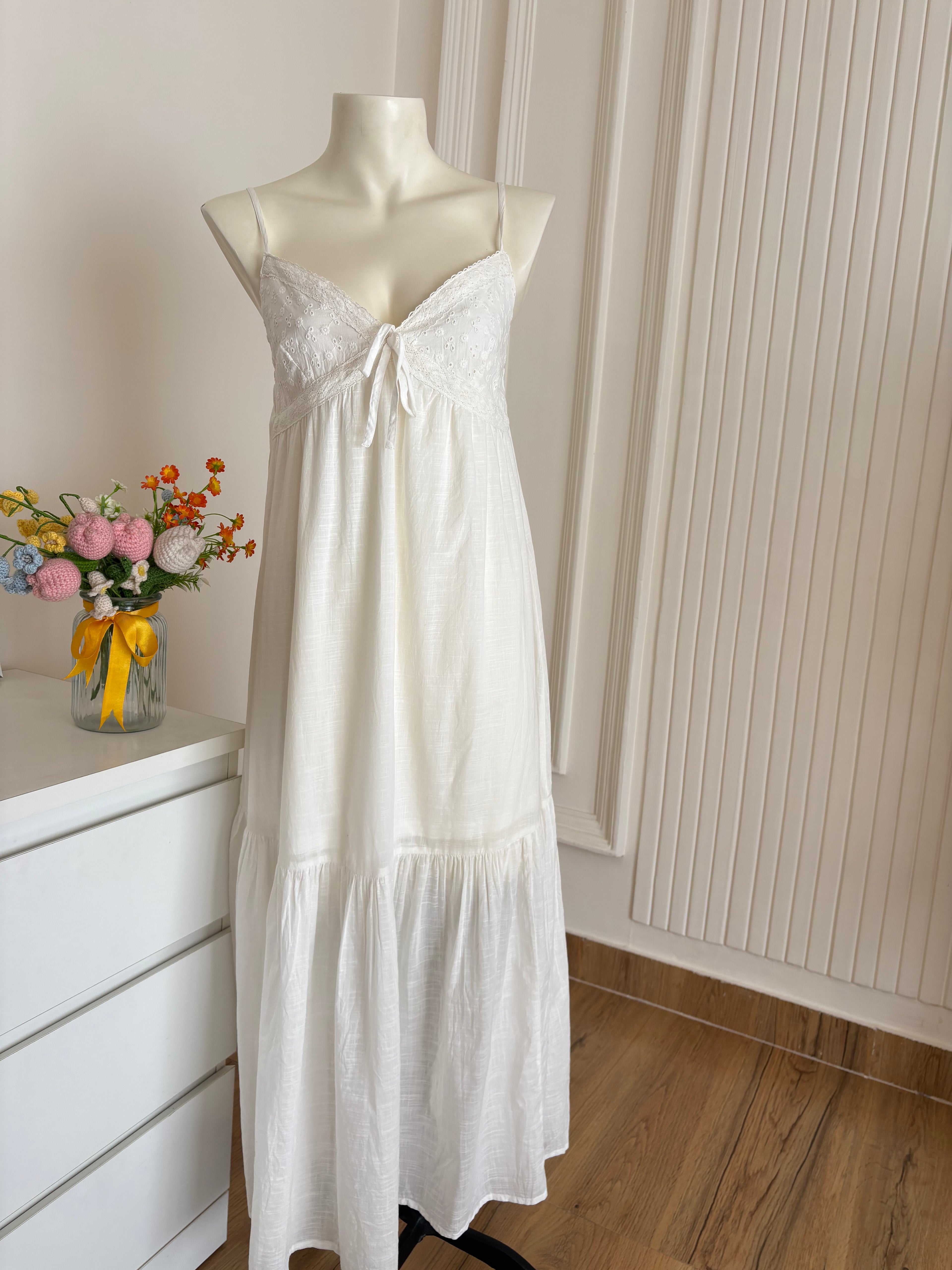 White embroidered cotton dress