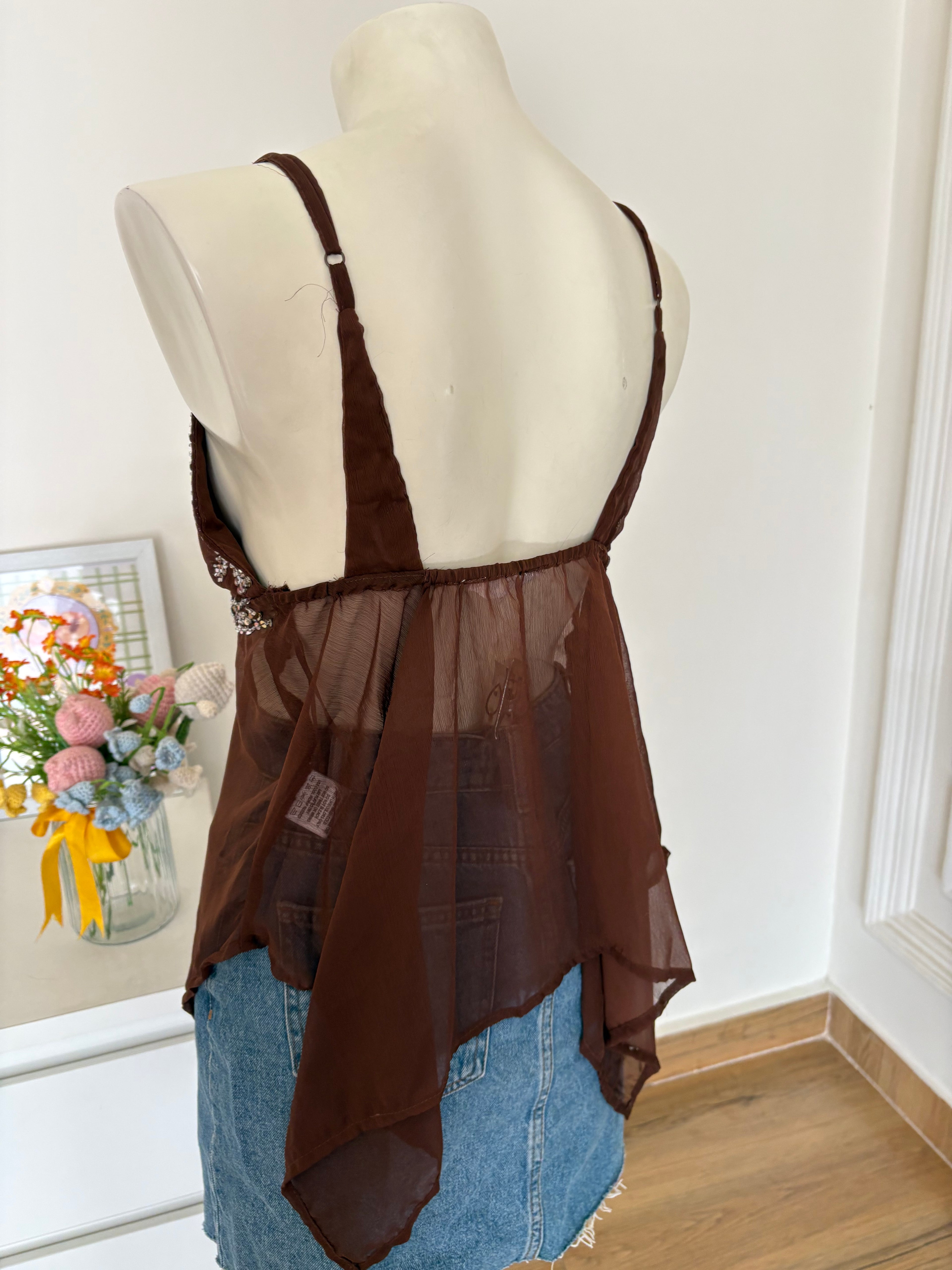 Brown chiffon top
