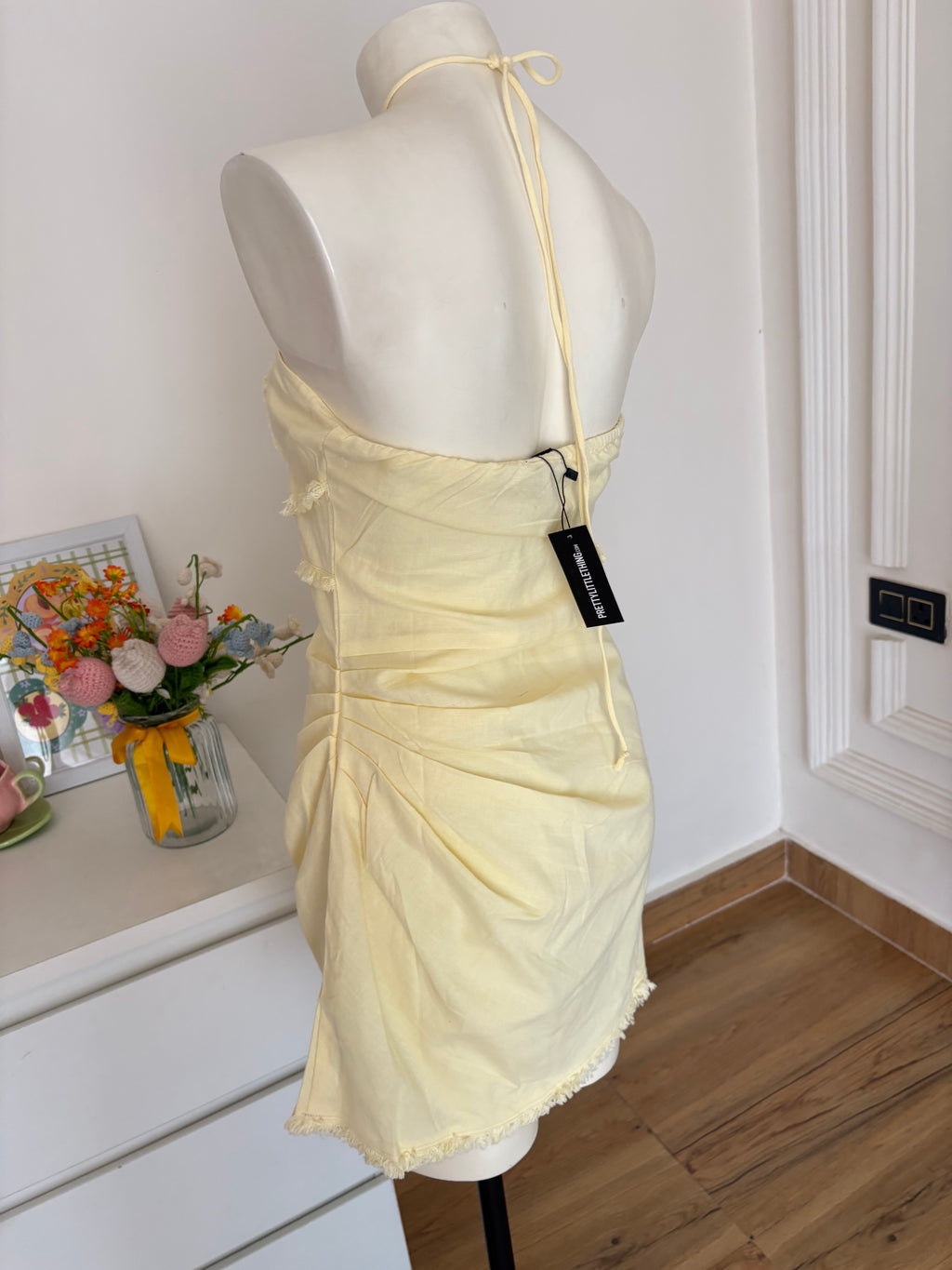 Pastel light colour cotton linen  dress