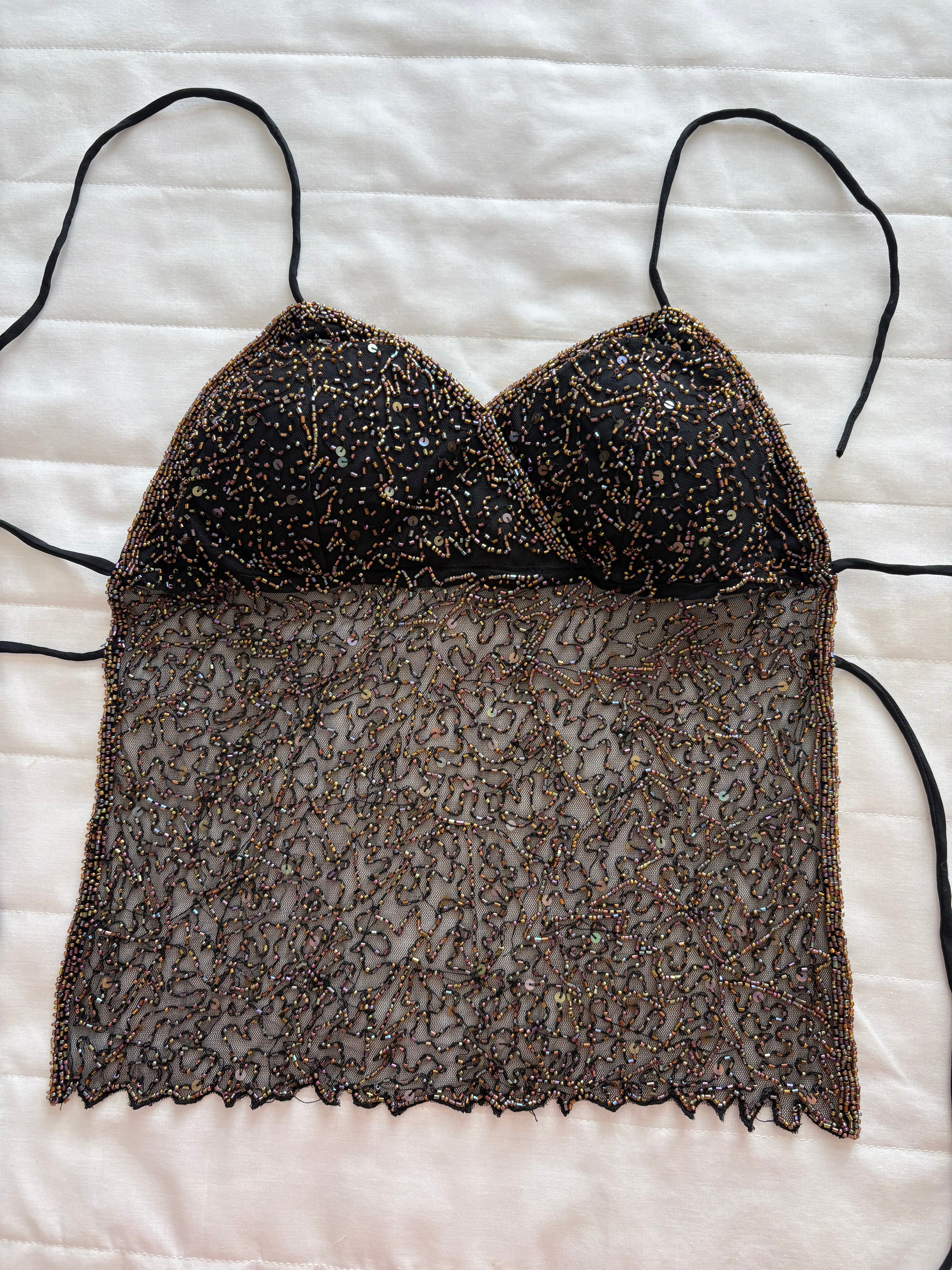 Golden sequin padded top