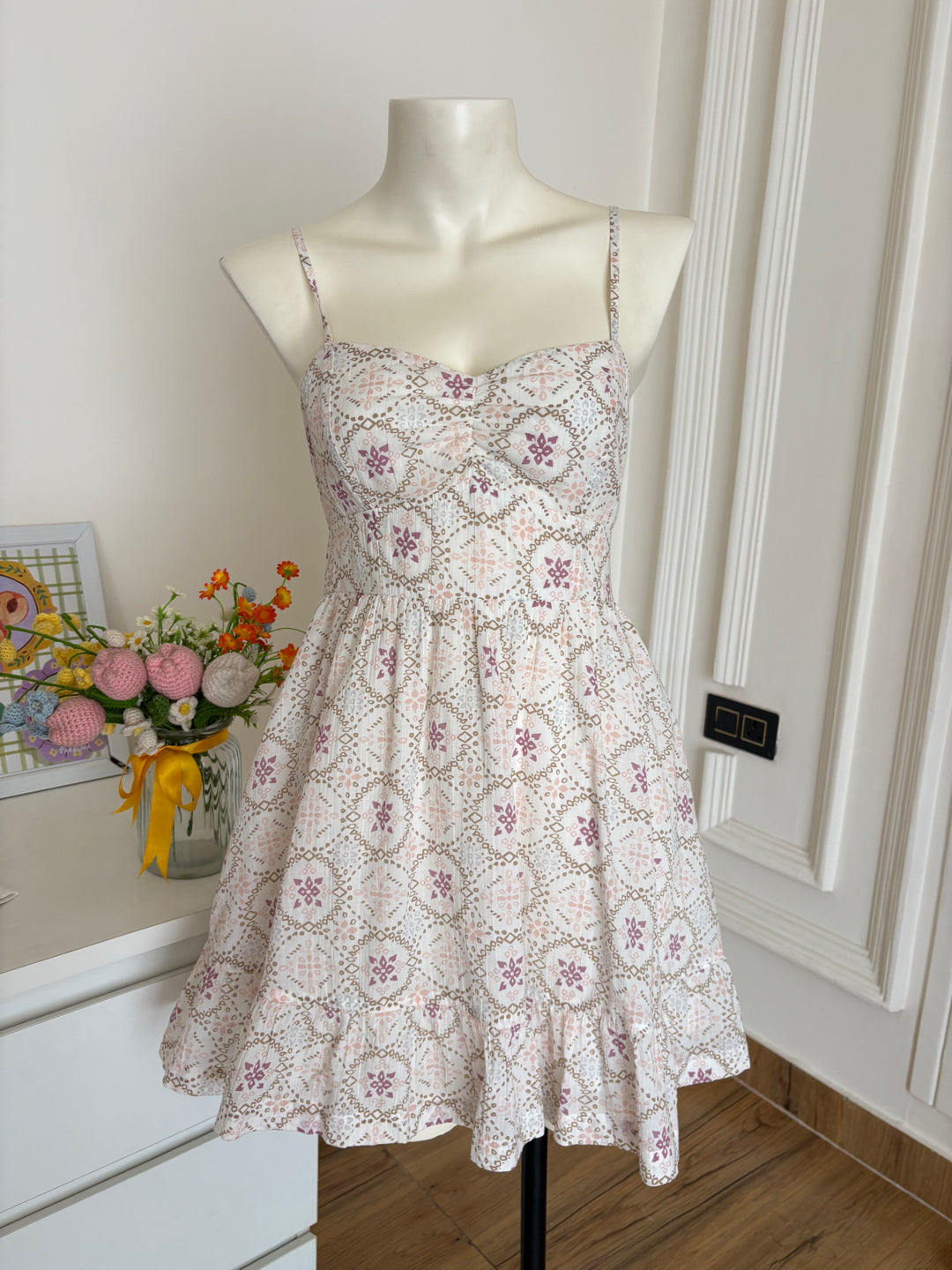 white printed American eagle dress