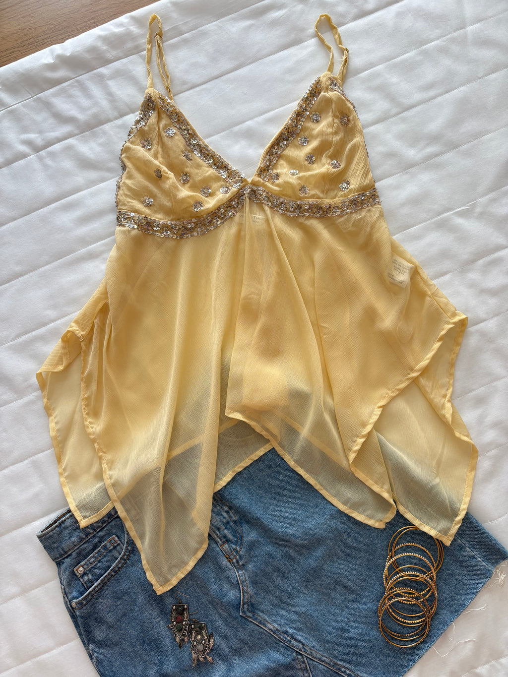 Light yellow chiffon top