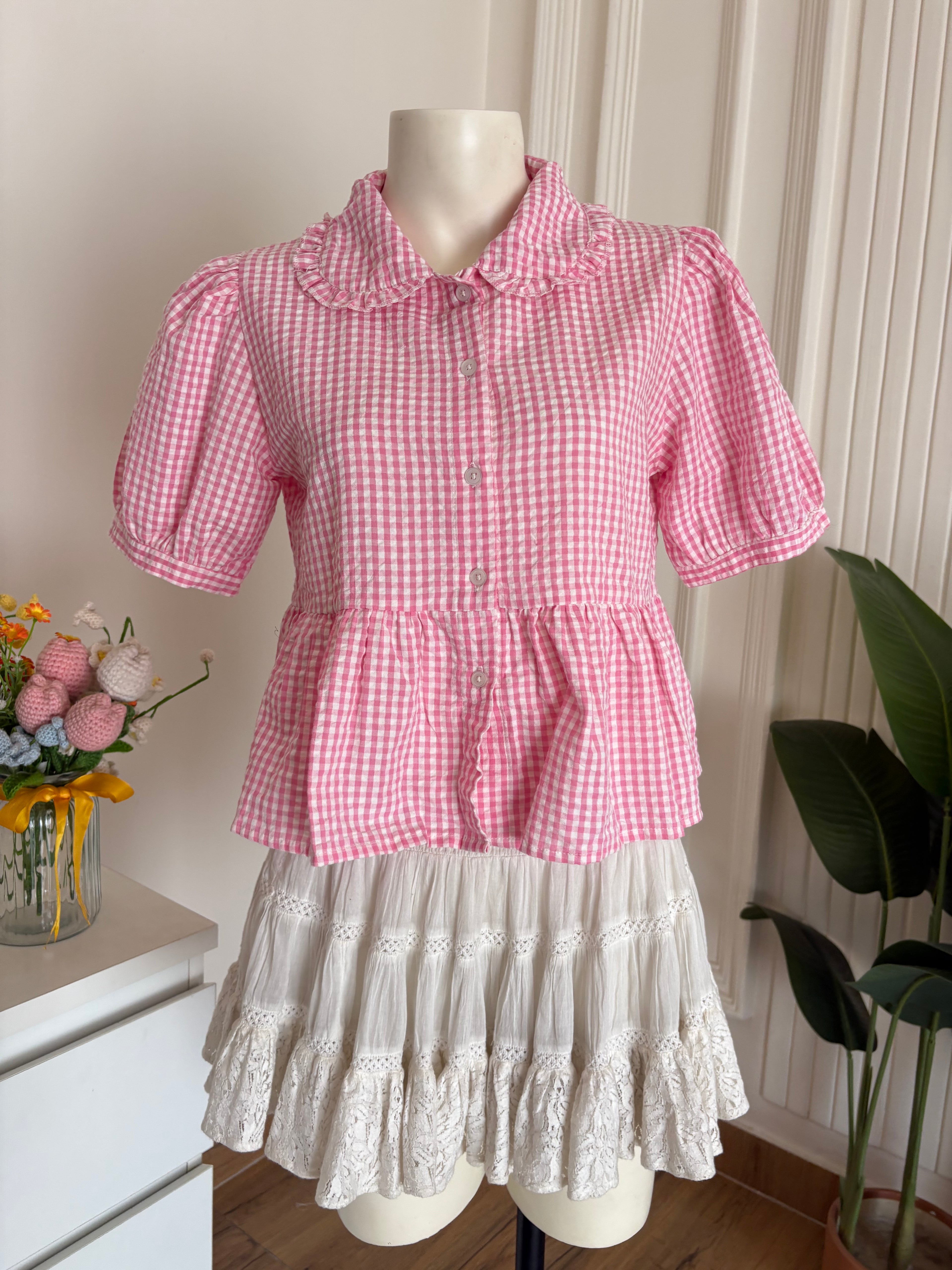 Pink gingham top