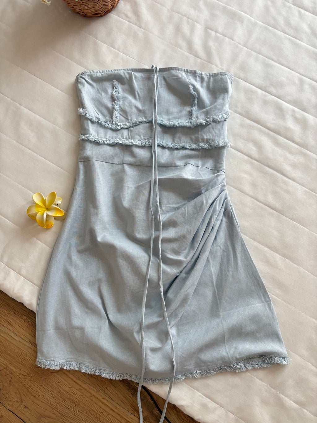 Pastel light colour cotton linen  dress